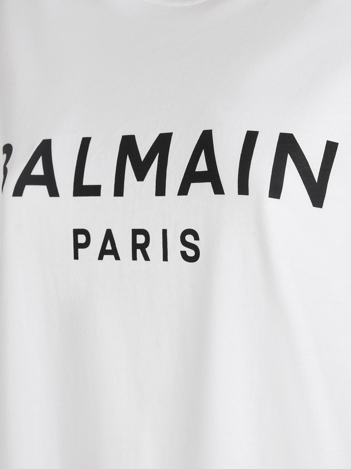 Shop Balmain Logo Print Cotton T-shirt In White