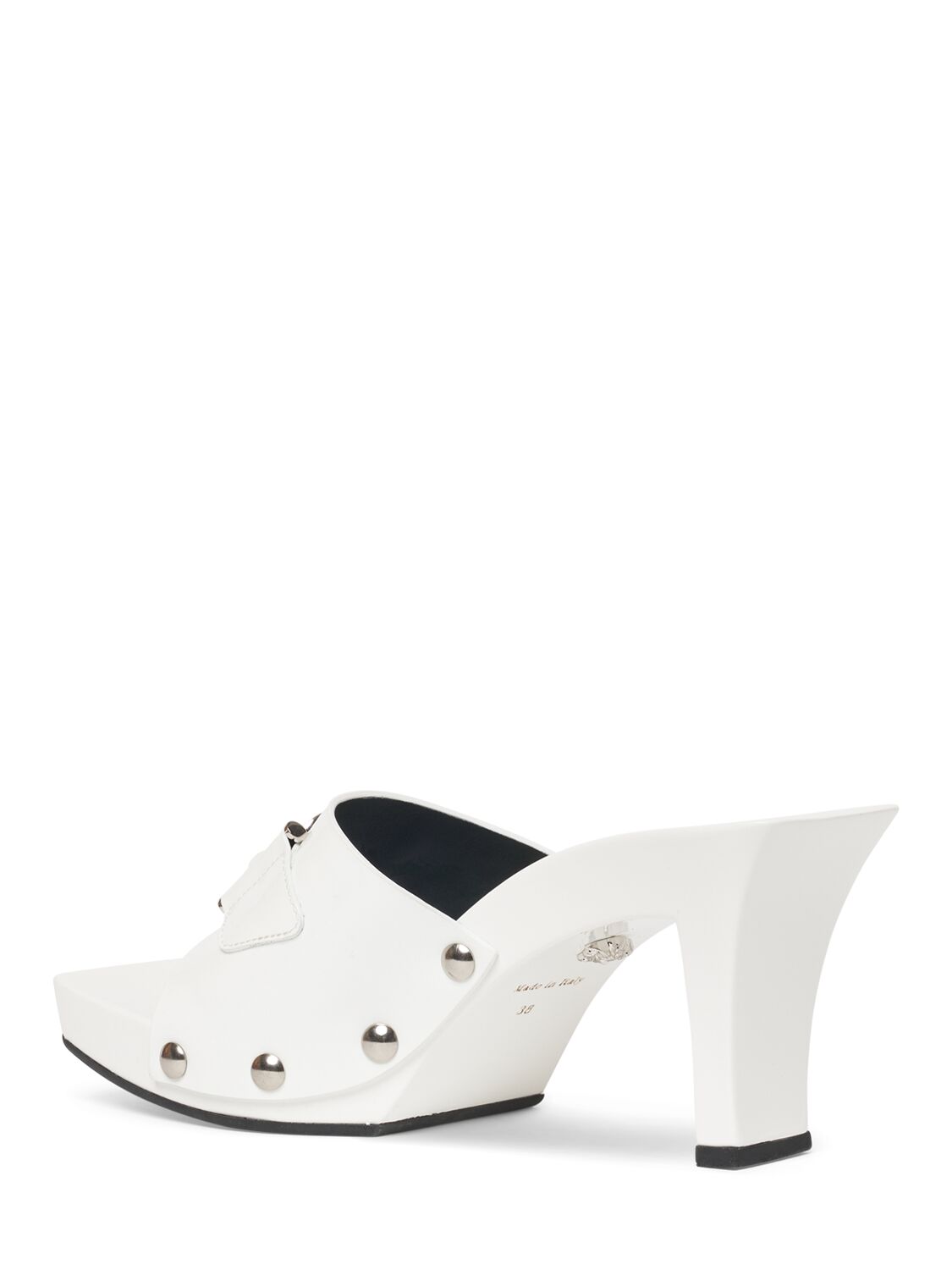 Shop Versace 60mm Patent Leather Clogs In Off White