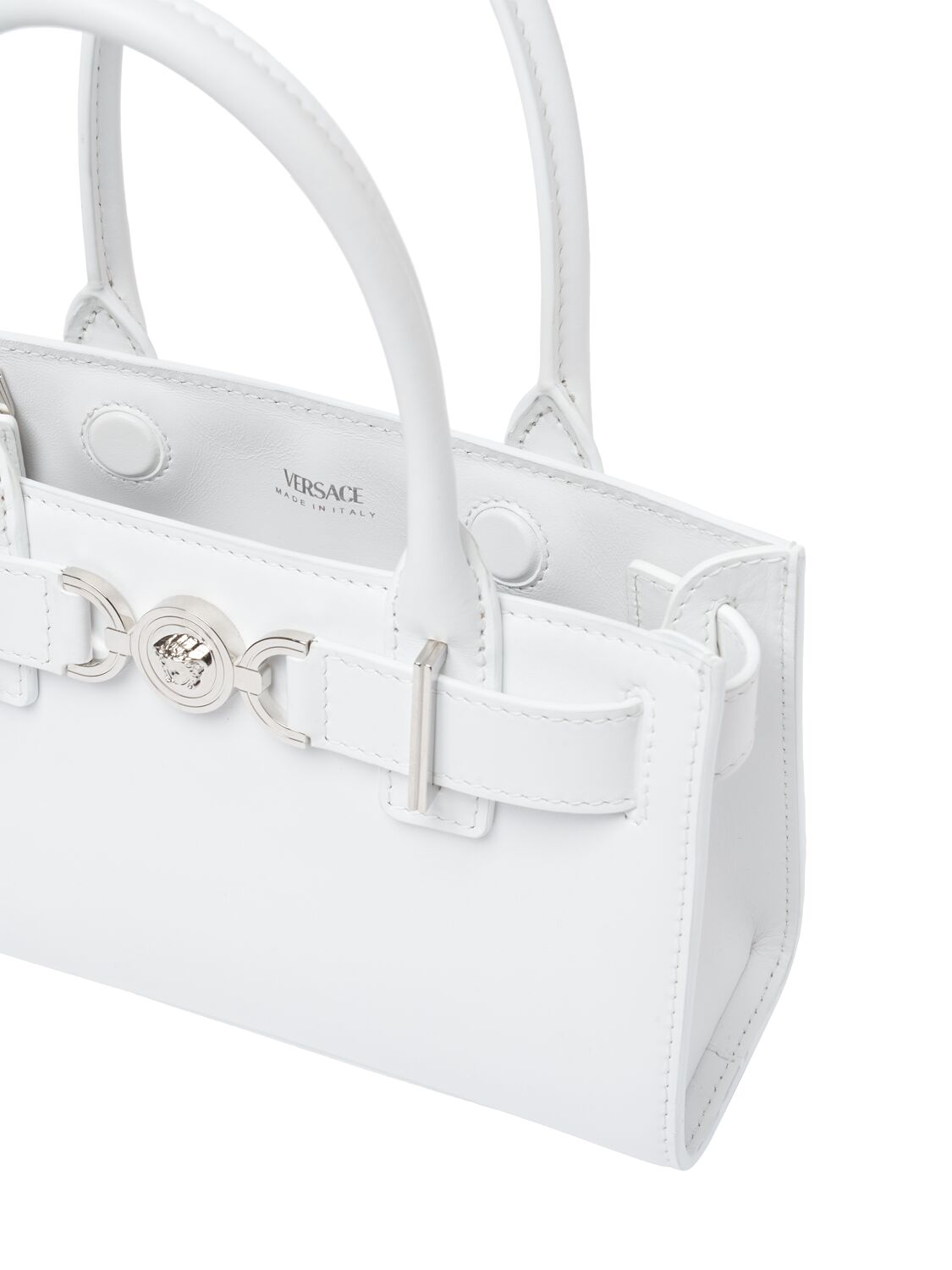 Shop Versace Small Medusa '95 Leather Bag In White Optical