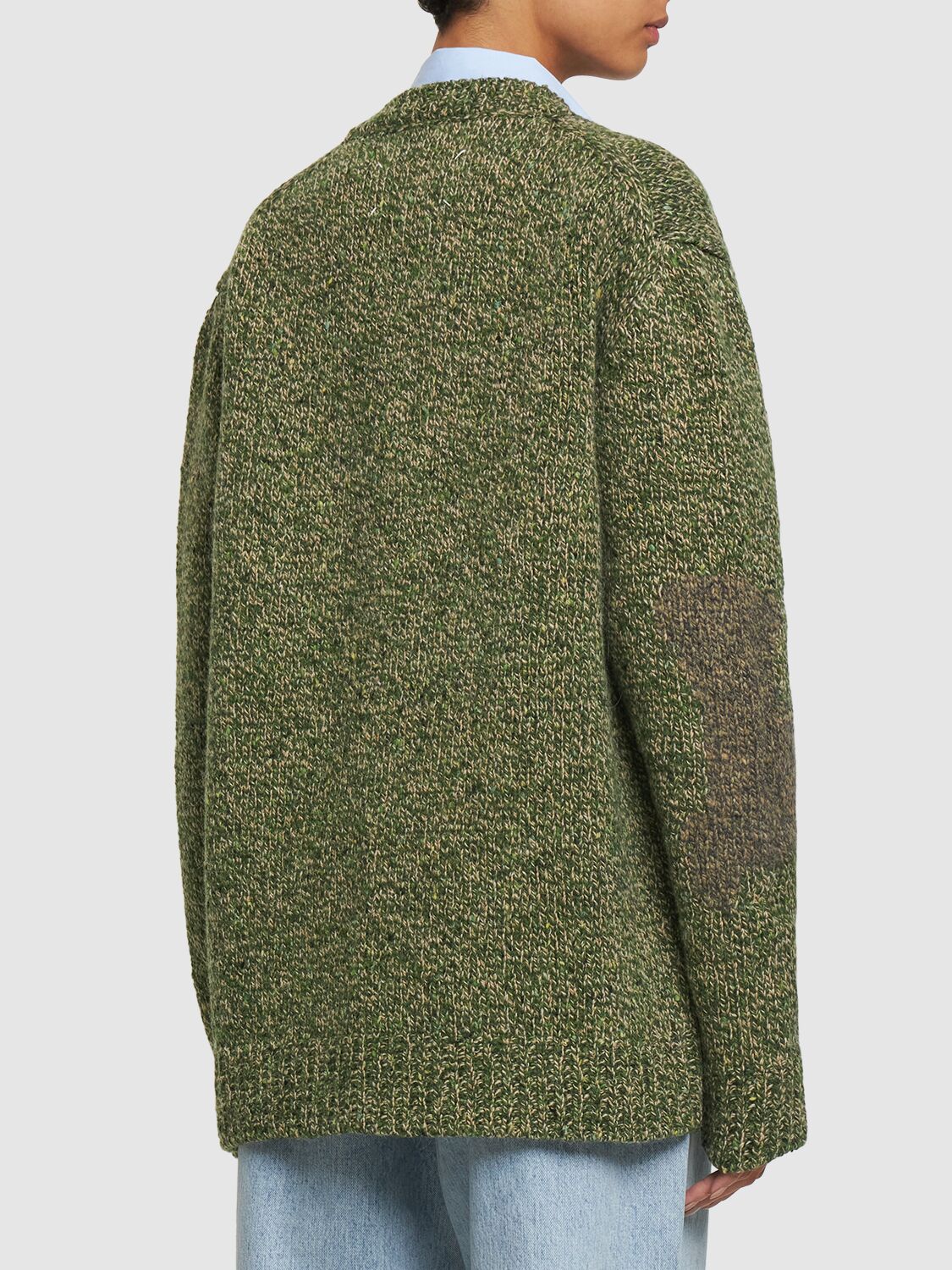 Shop Maison Margiela Wool Blend Knit Cardigan In Green