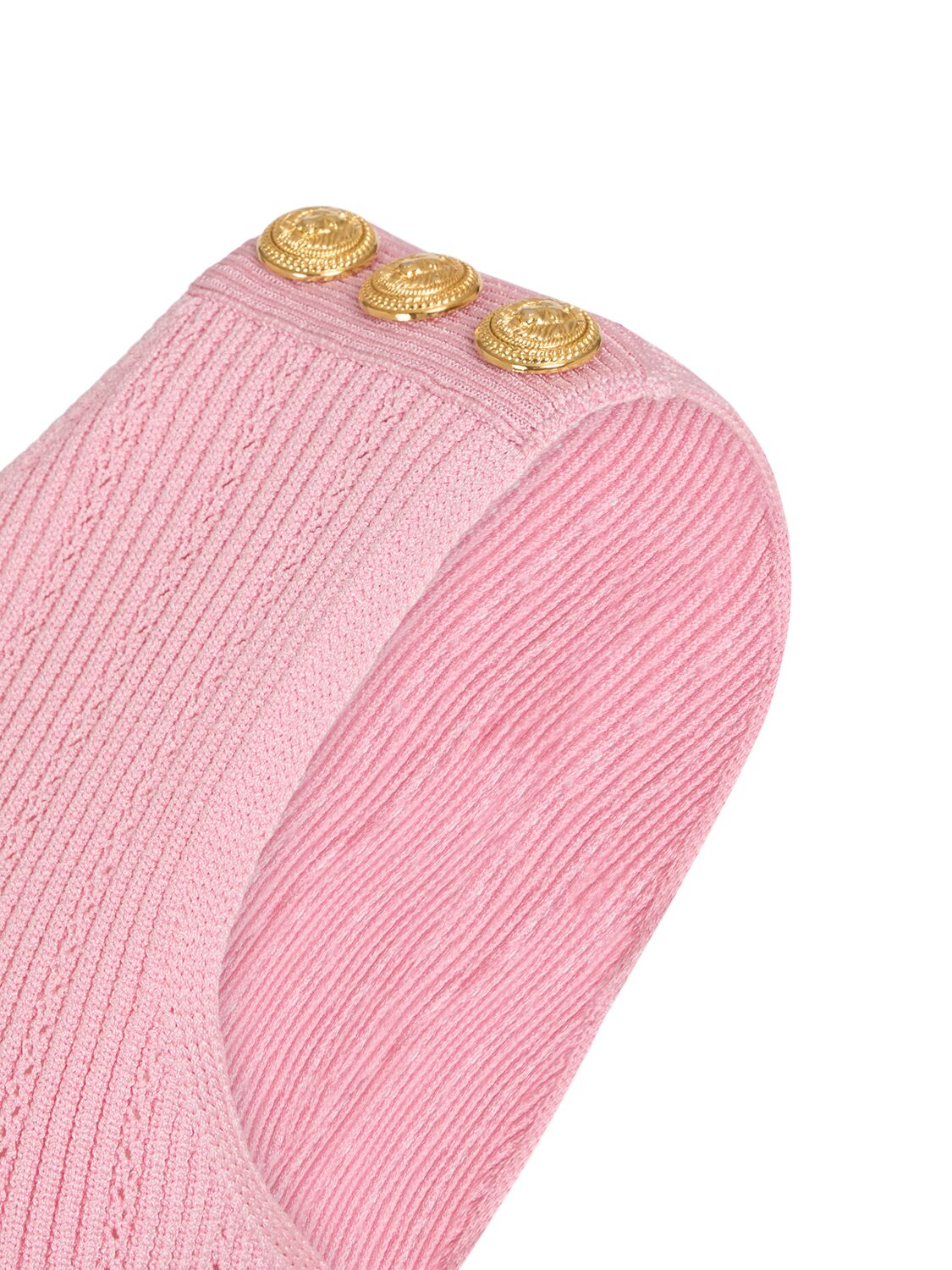 Shop Balmain 3 Button Asymmetric Knit Top In Pink