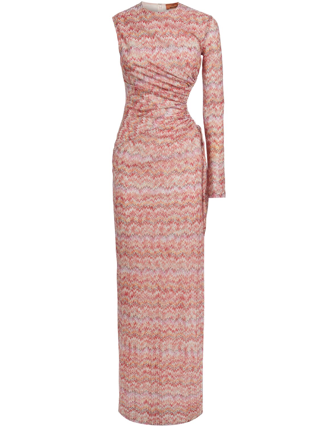 Image of Asymmetric Lamé Cutout Long Dress