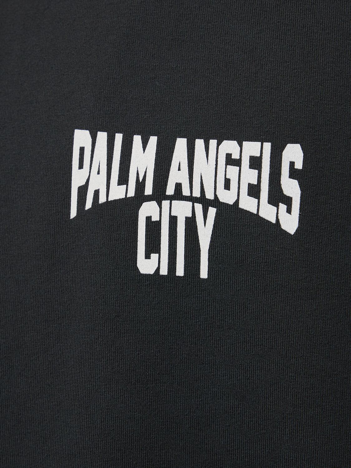 Shop Palm Angels Pa City Logo Cotton T-shirt In Dunkelgrau