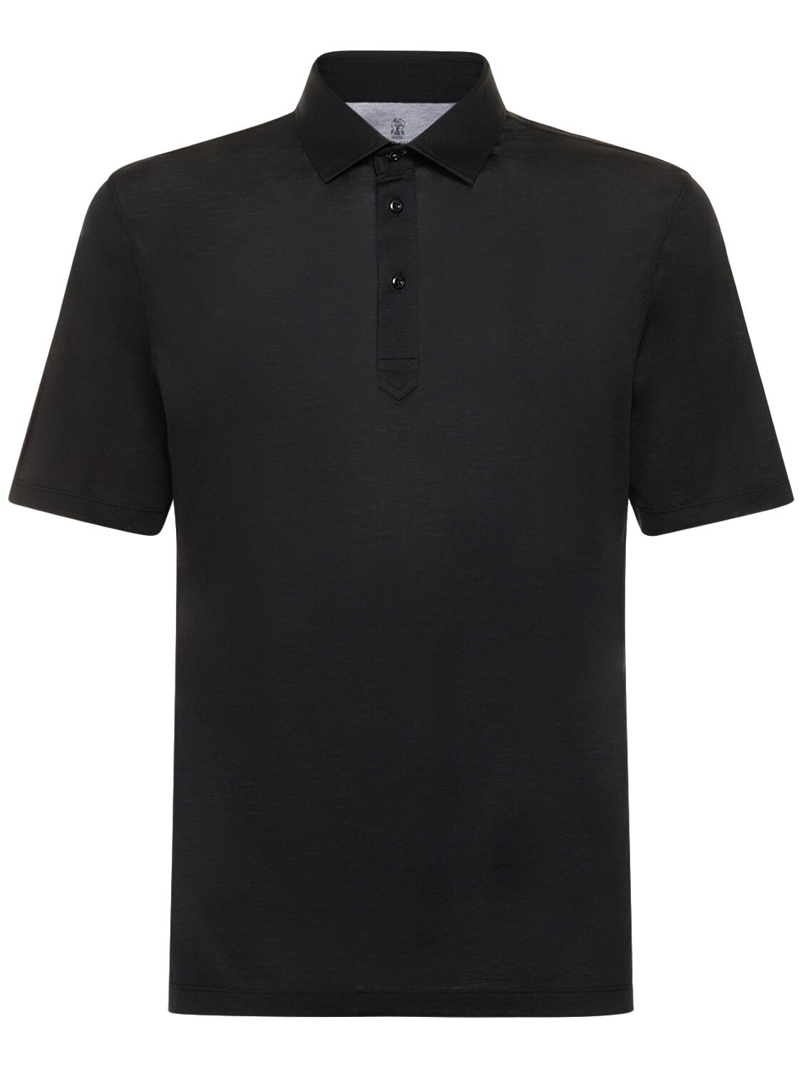 Brunello Cucinelli Silk & Cotton Jersey Polo In Black