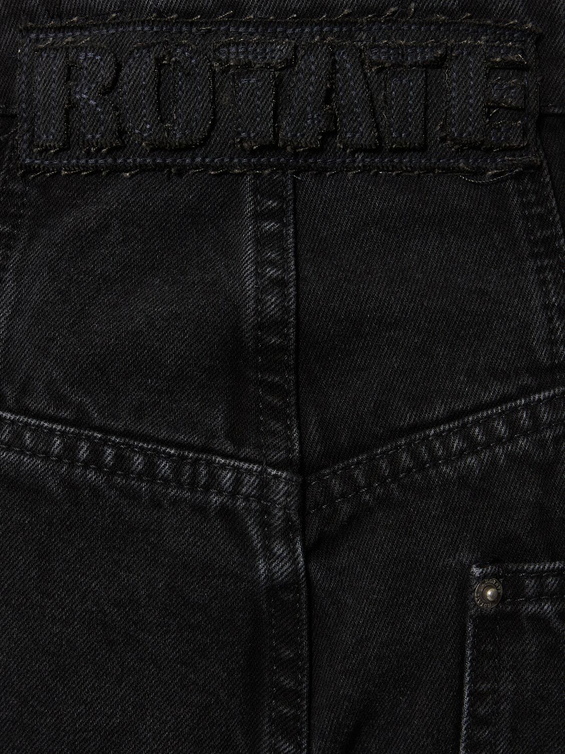 Shop Rotate Birger Christensen Washed Denim Wide Pants In Black - Washed