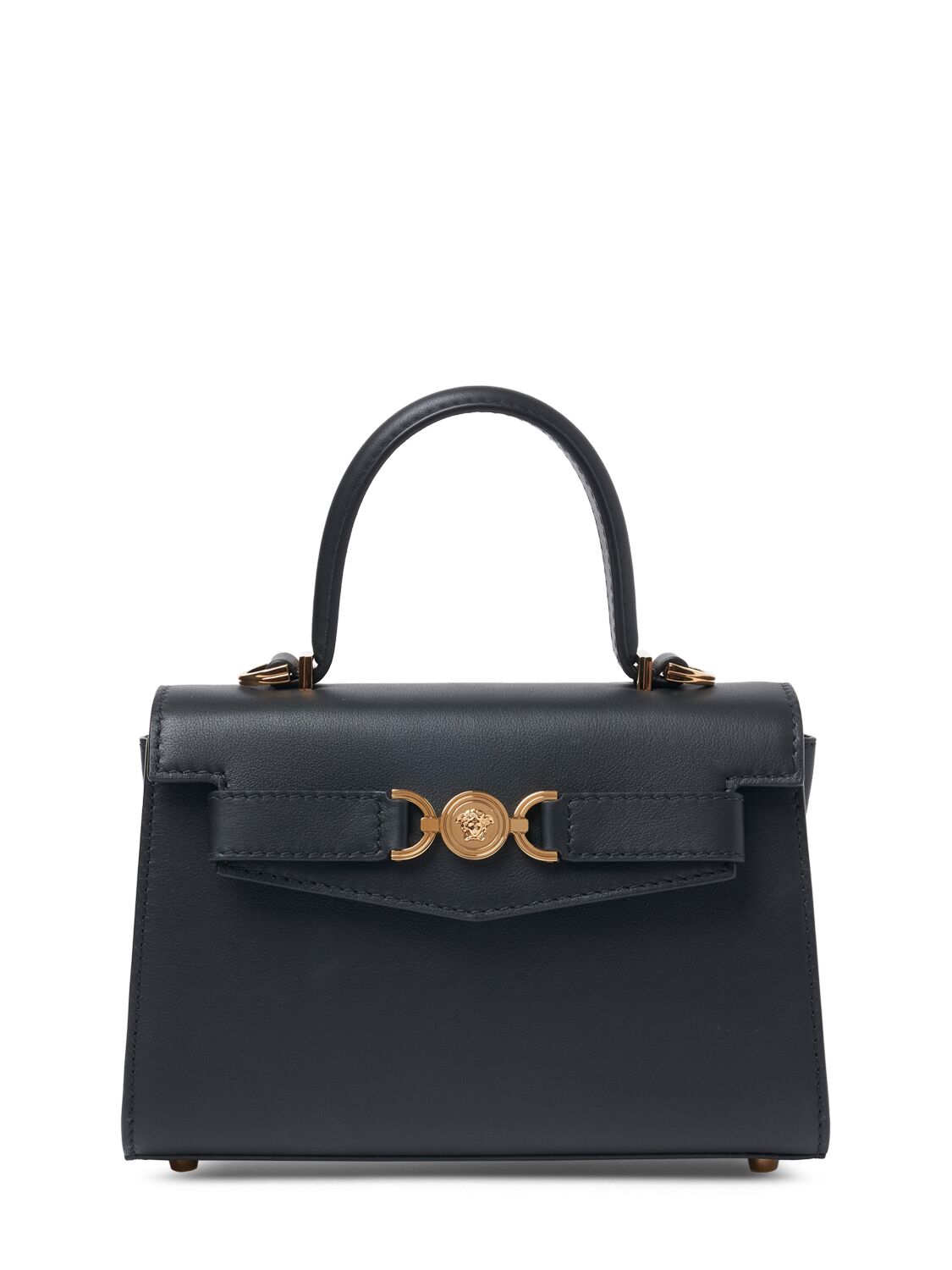 Versace Medium Leather Top Handle Bag In Black