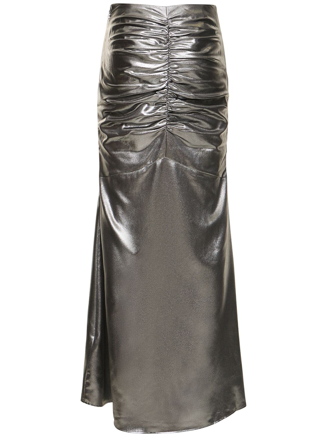 Shop Rotate Birger Christensen Metallic Draped Maxi Skirt In Silver