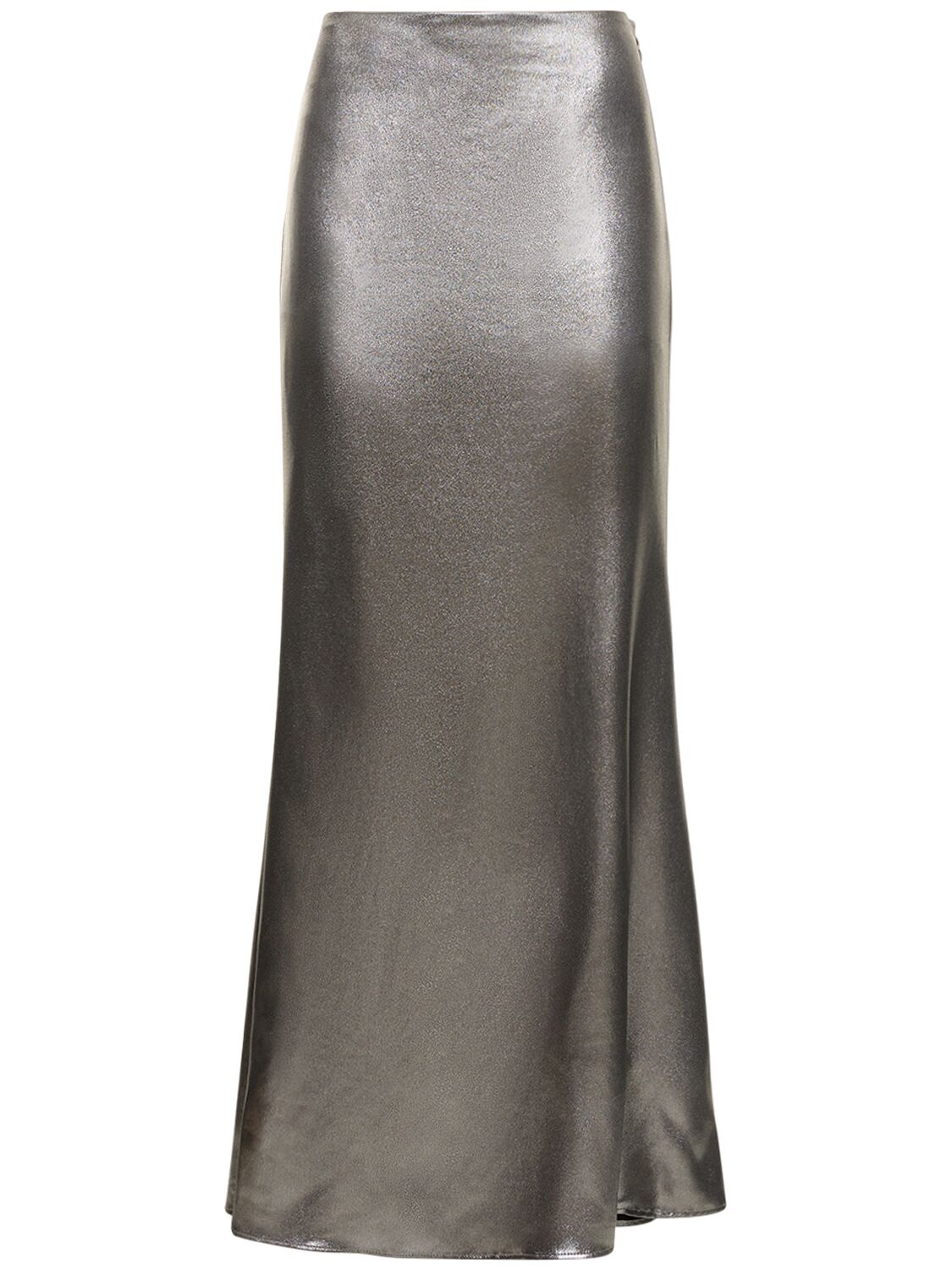 Rotate Birger Christensen Metallic Draped Maxi Skirt In Silver