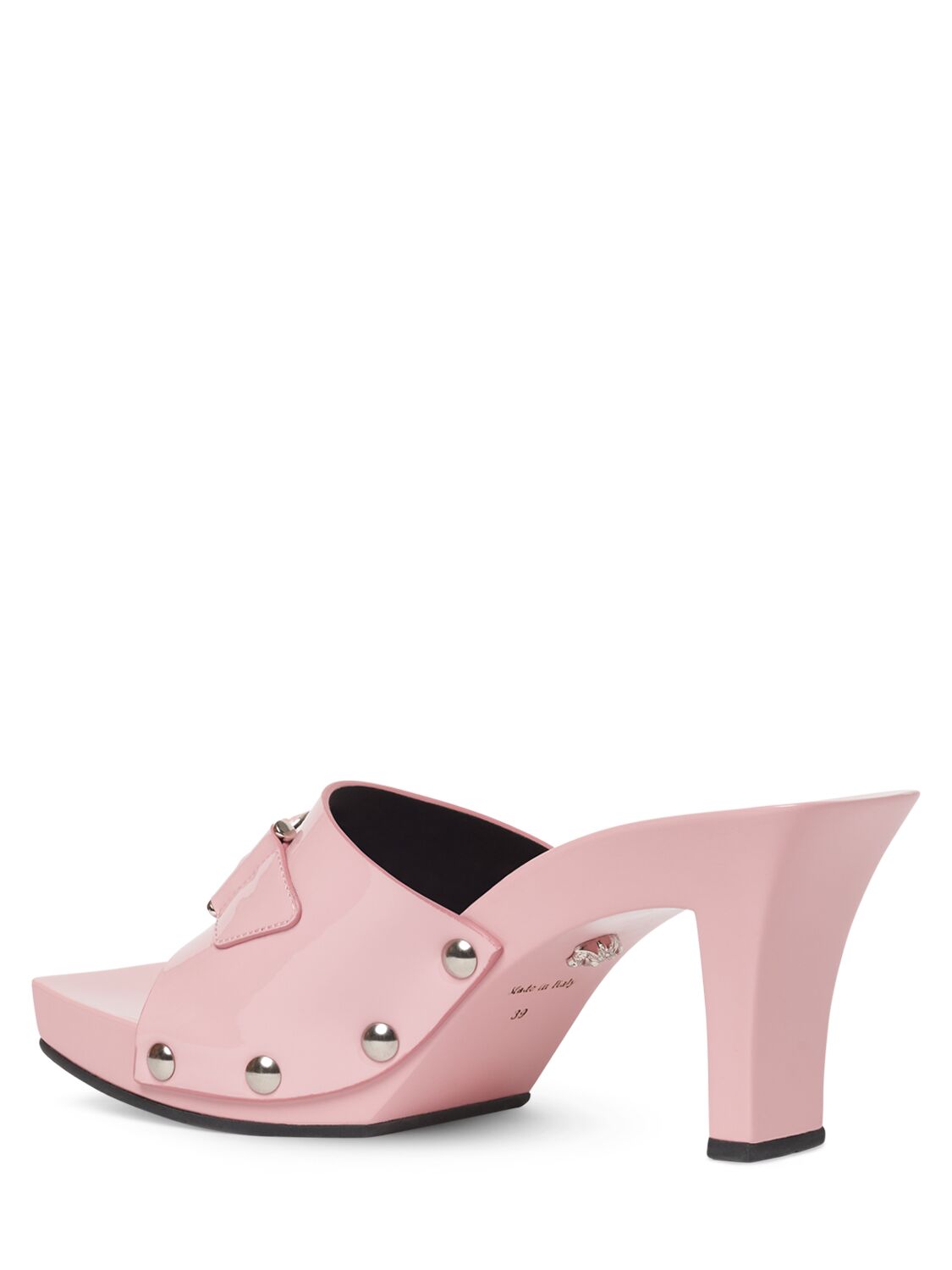 Shop Versace 60mm Patent Leather Clogs In Light Pink
