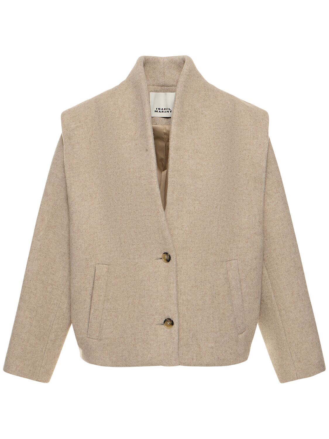 Shop Isabel Marant Drogo Buttoned Wool Blend Jacket In Beige