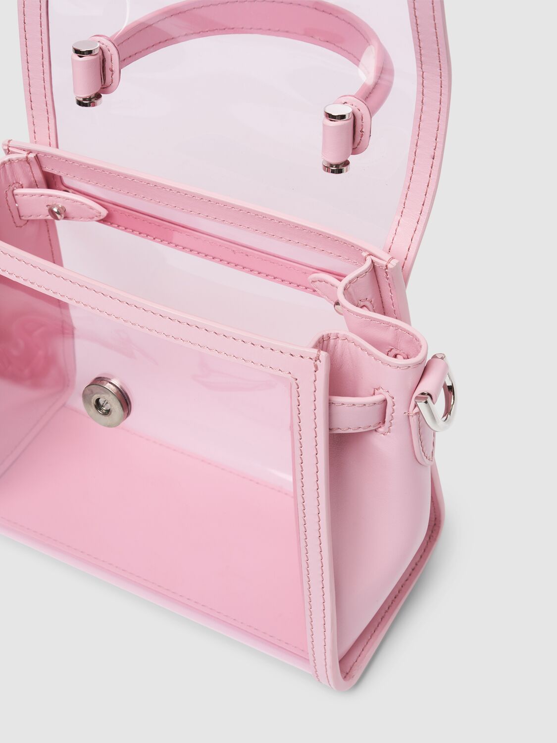 Shop Versace Transparent Plexi Top Handle Bag In Pink,palladium