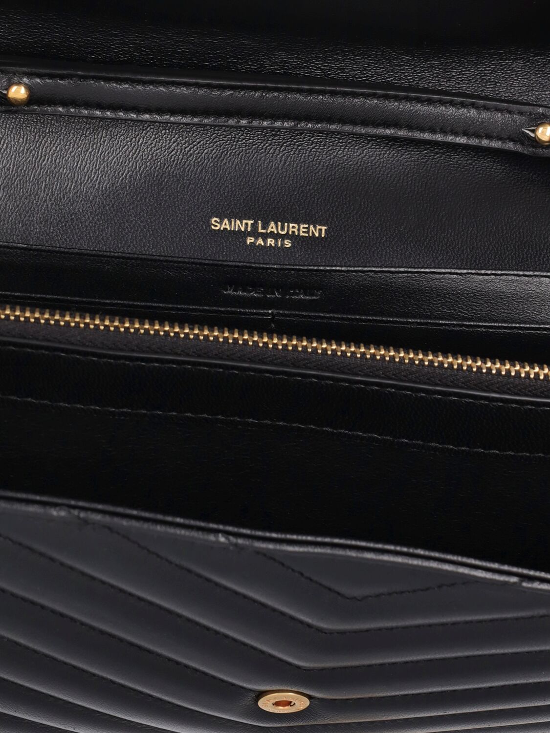 Saint Laurent Monogram Embossed Leather Chain Wallet
