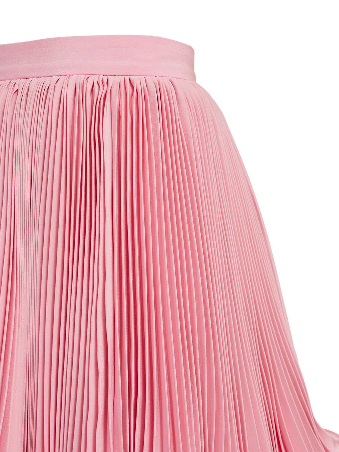 Shop Balmain Pleated Light Crepe Mini Skirt In Pink