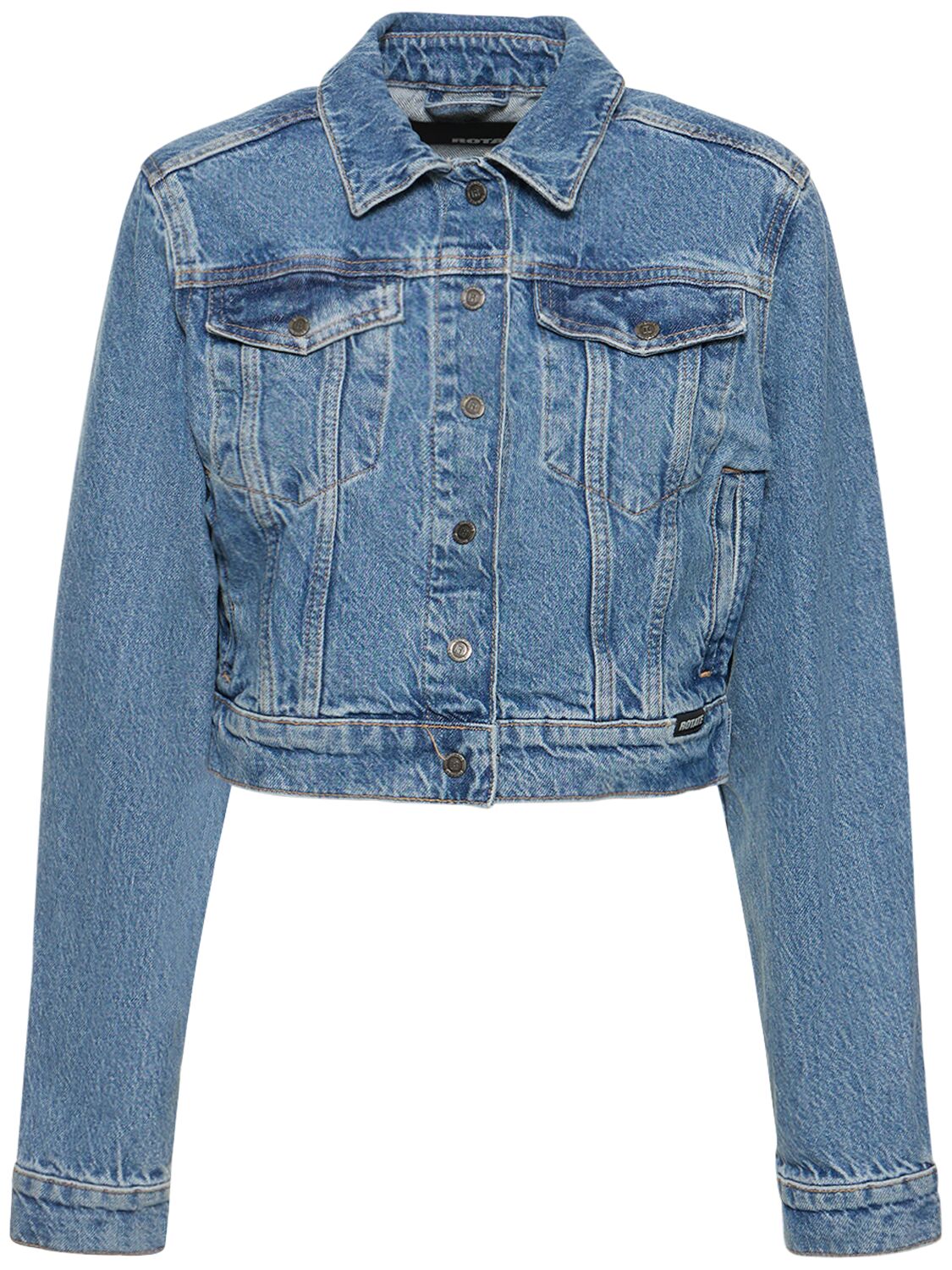 Shop Rotate Birger Christensen Oversize Cotton Denim Jacket In Blau