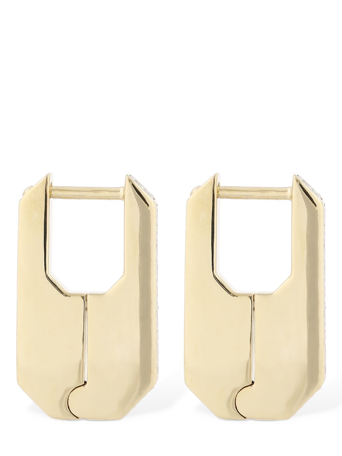Shop Otiumberg Hex Cubic Zirconia Hoop Earrings In Gold,crystal