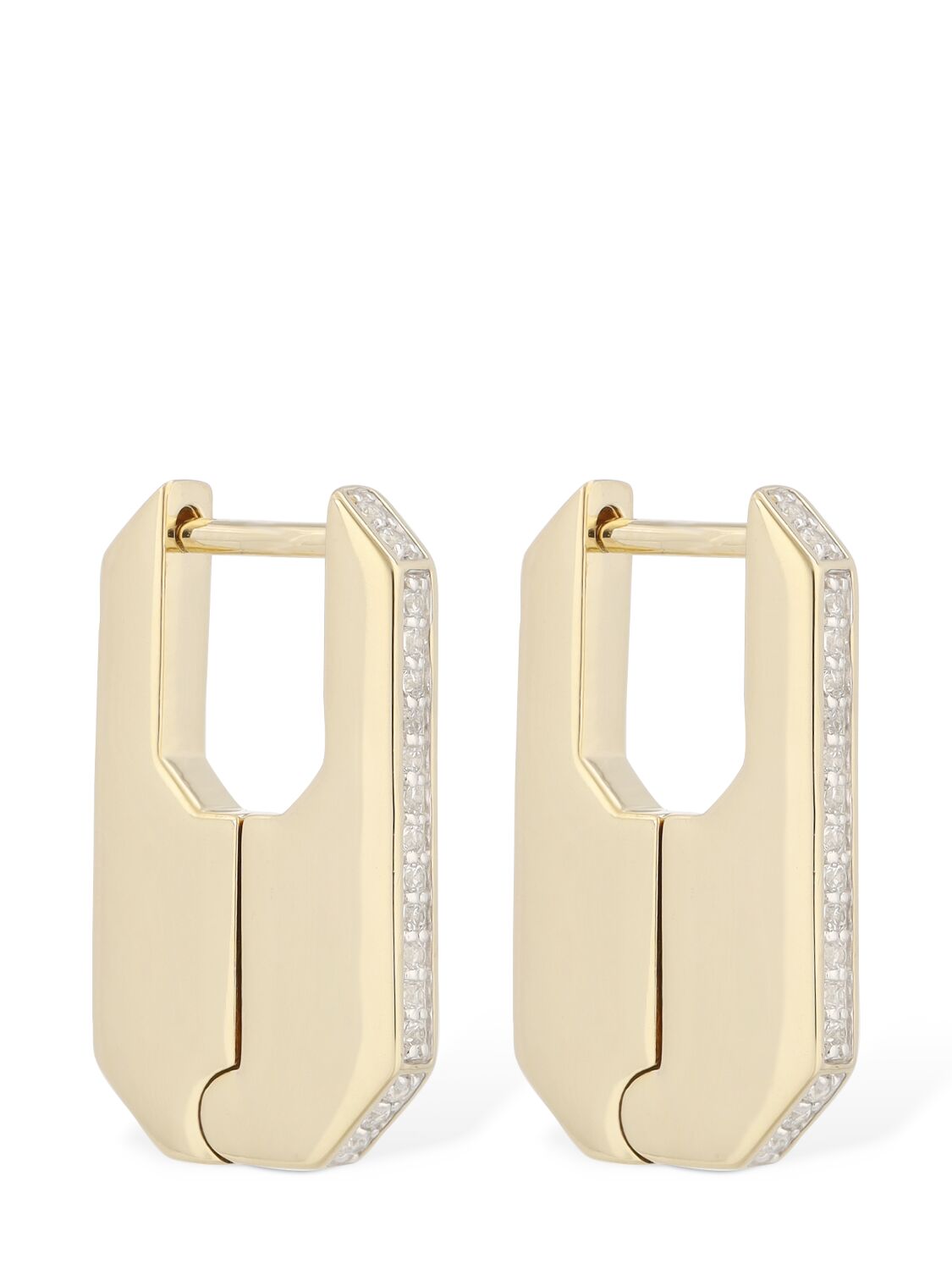 Otiumberg Hex Cubic Zirconia Hoop Earrings In Gold,crystal