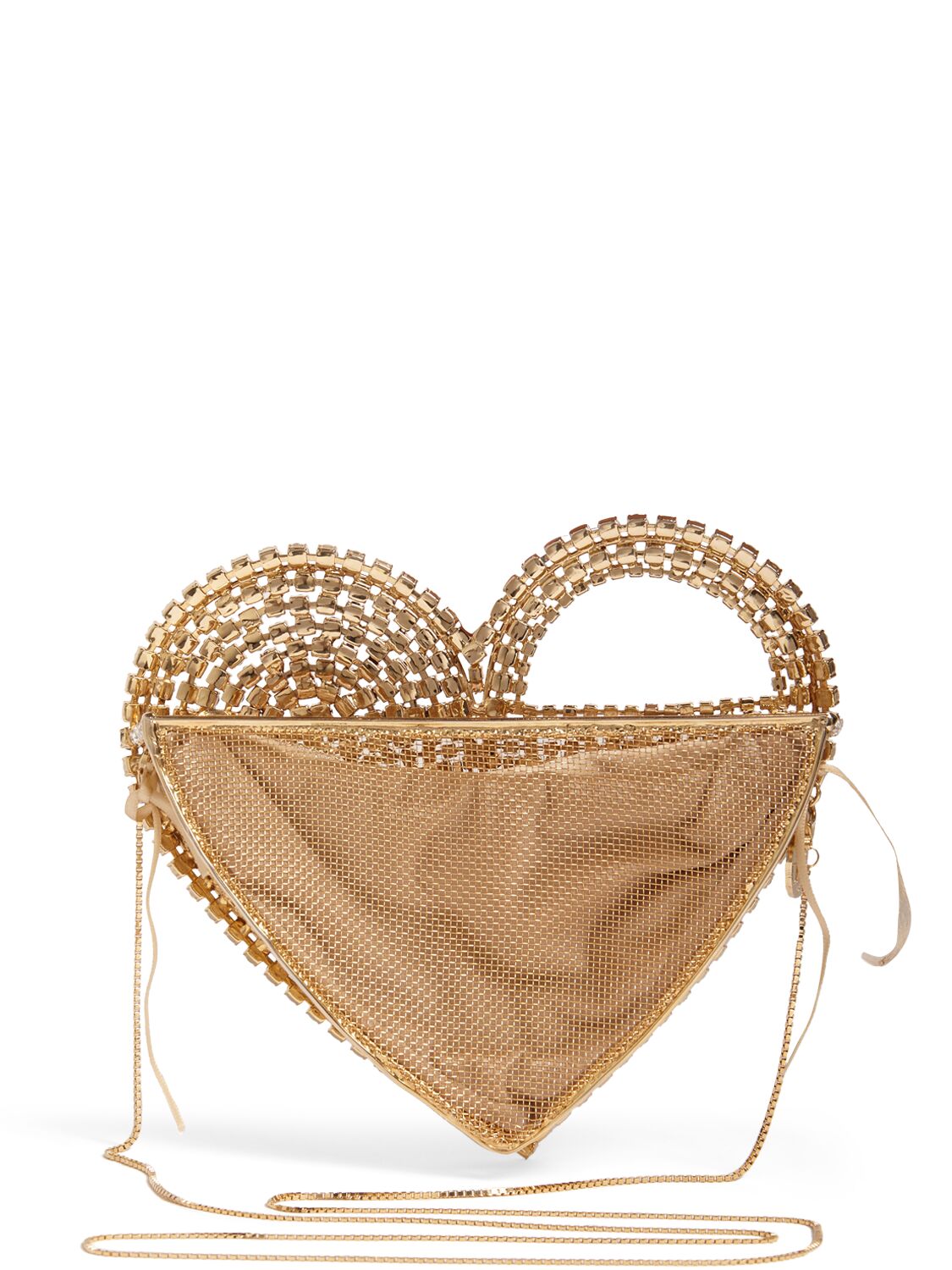 Shop Rosantica Regina Heart Crystal Top Handle Bag In Gold,crystals