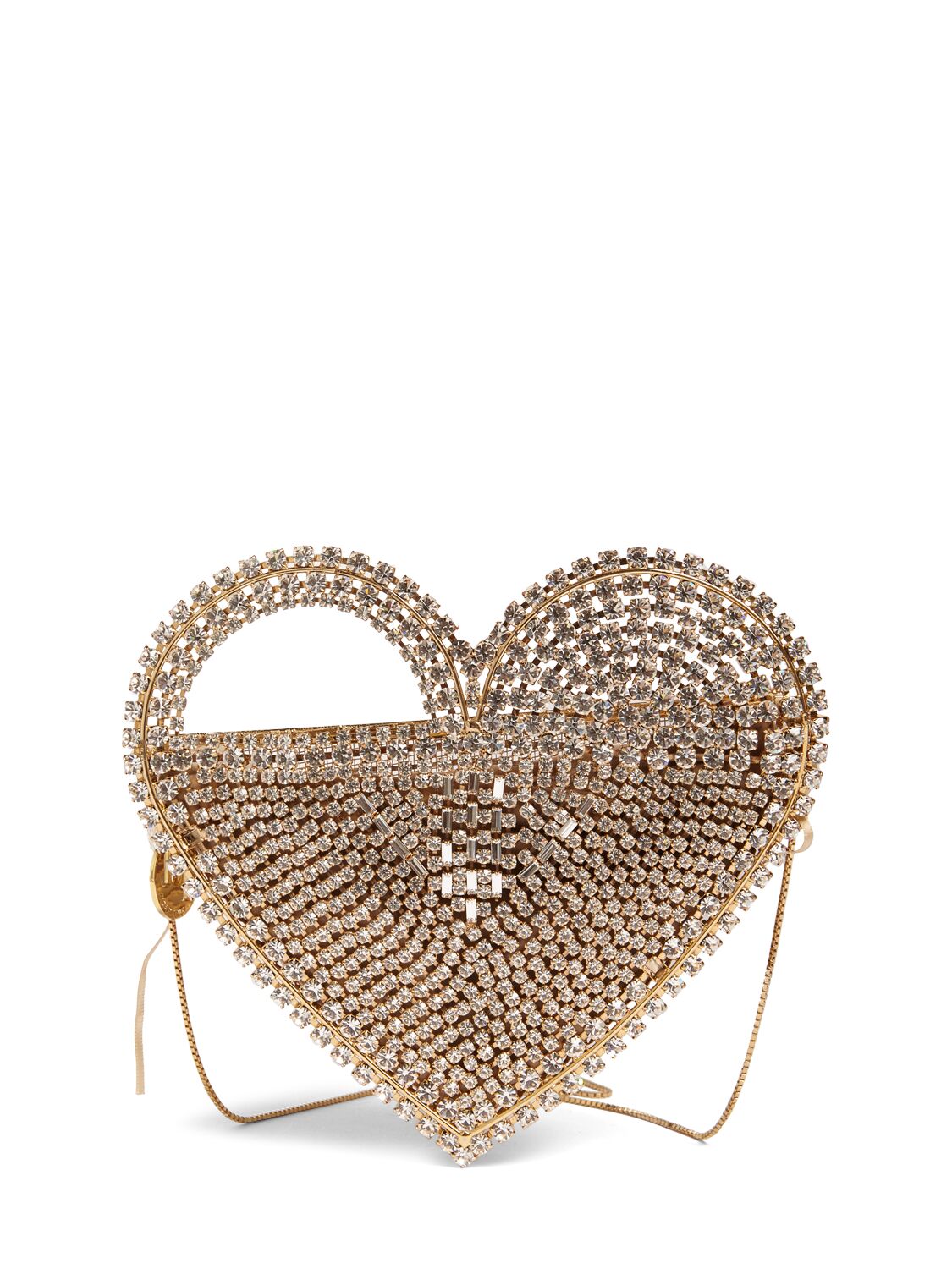 Rosantica Regina Heart Crystal Top Handle Bag In Gold,crystals