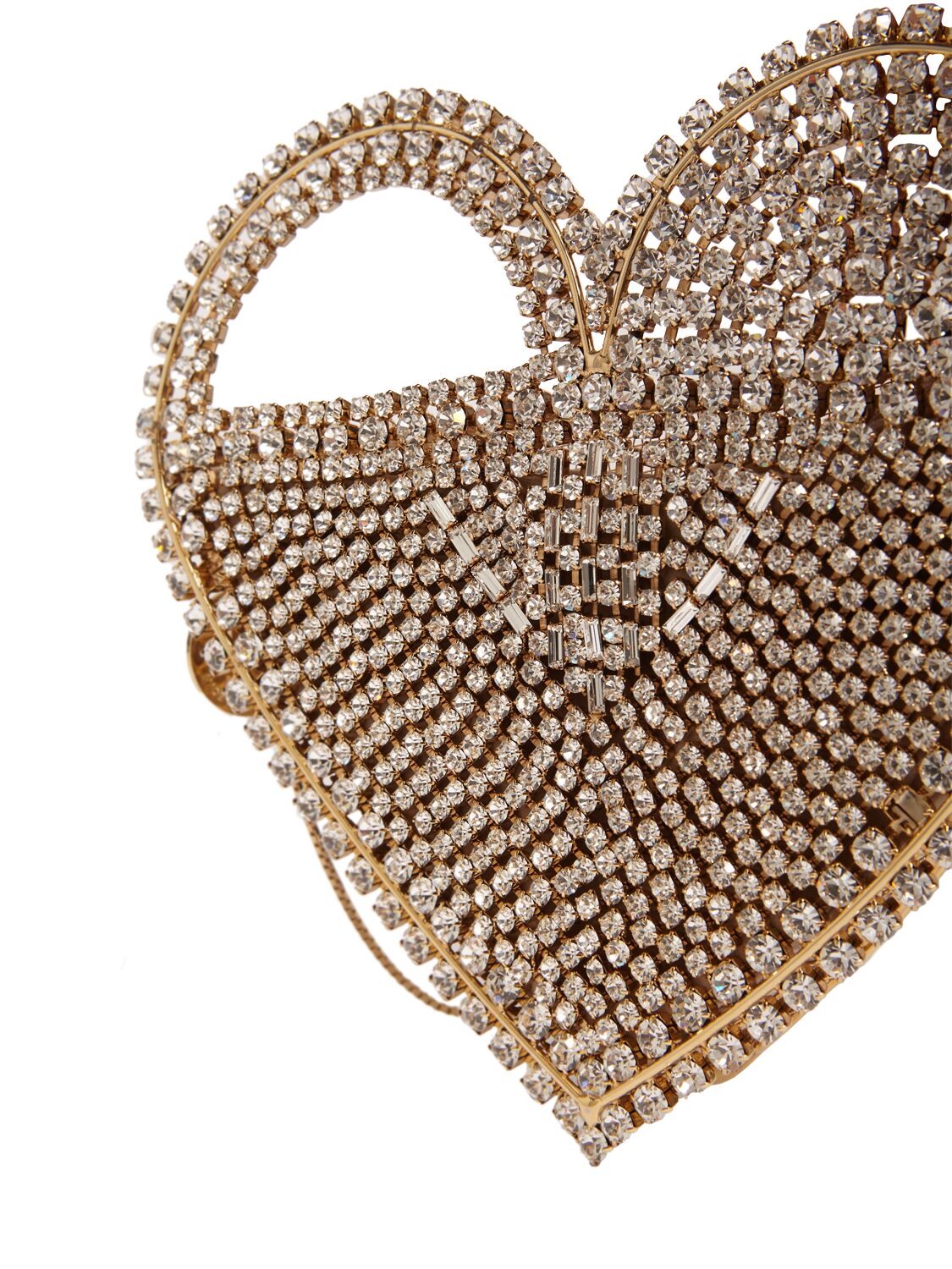 Shop Rosantica Regina Heart Crystal Top Handle Bag In Gold,crystals