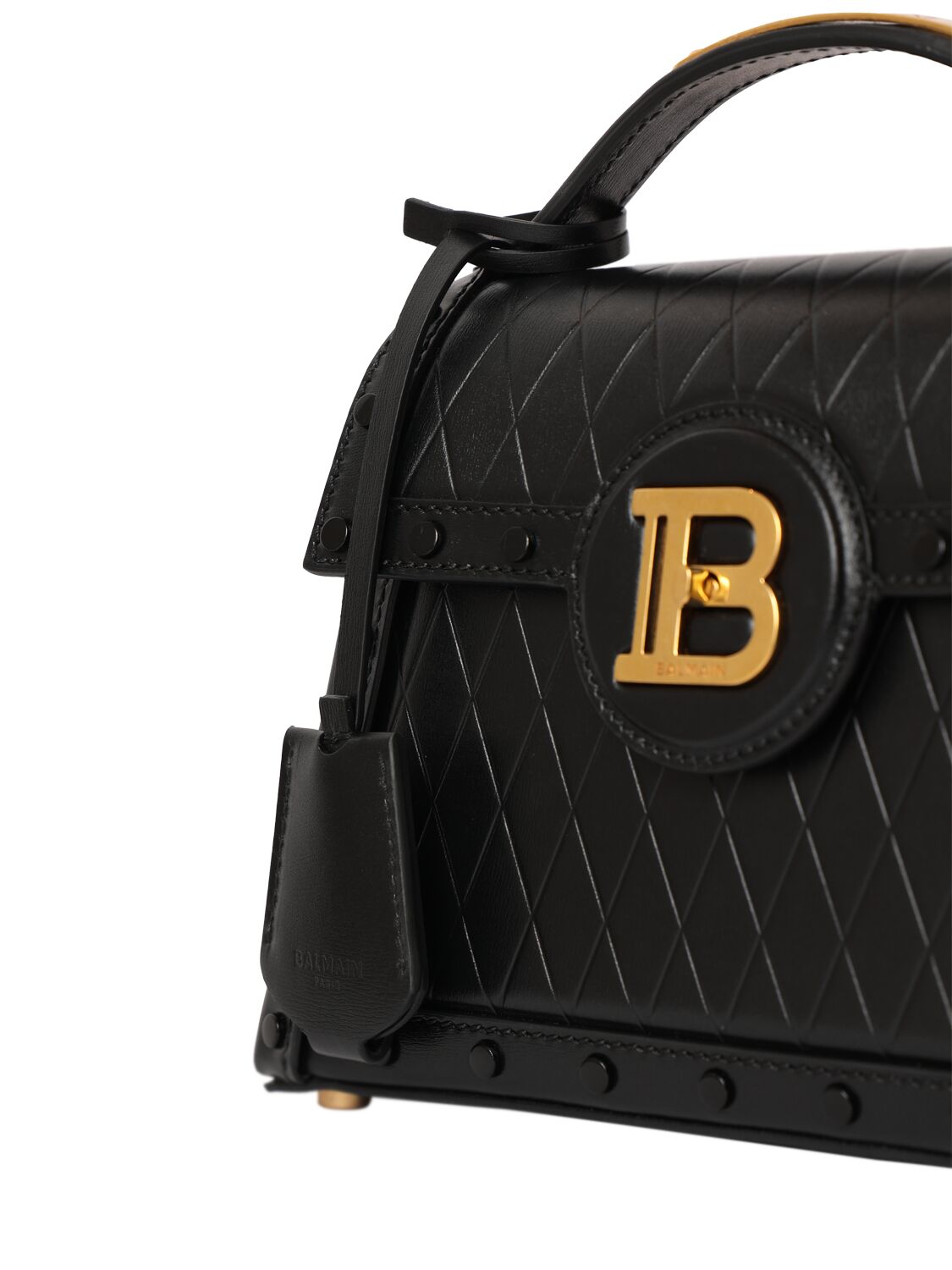 Shop Balmain B-buzz Dynasty Embossed Leather Bag In Noir