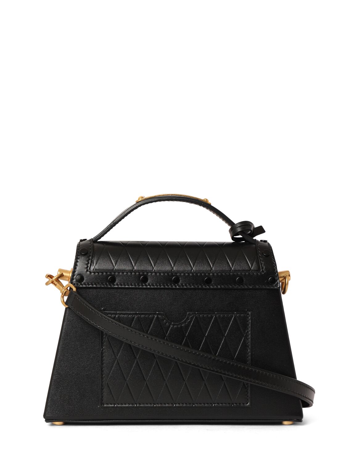 Shop Balmain B-buzz Dynasty Embossed Leather Bag In Noir