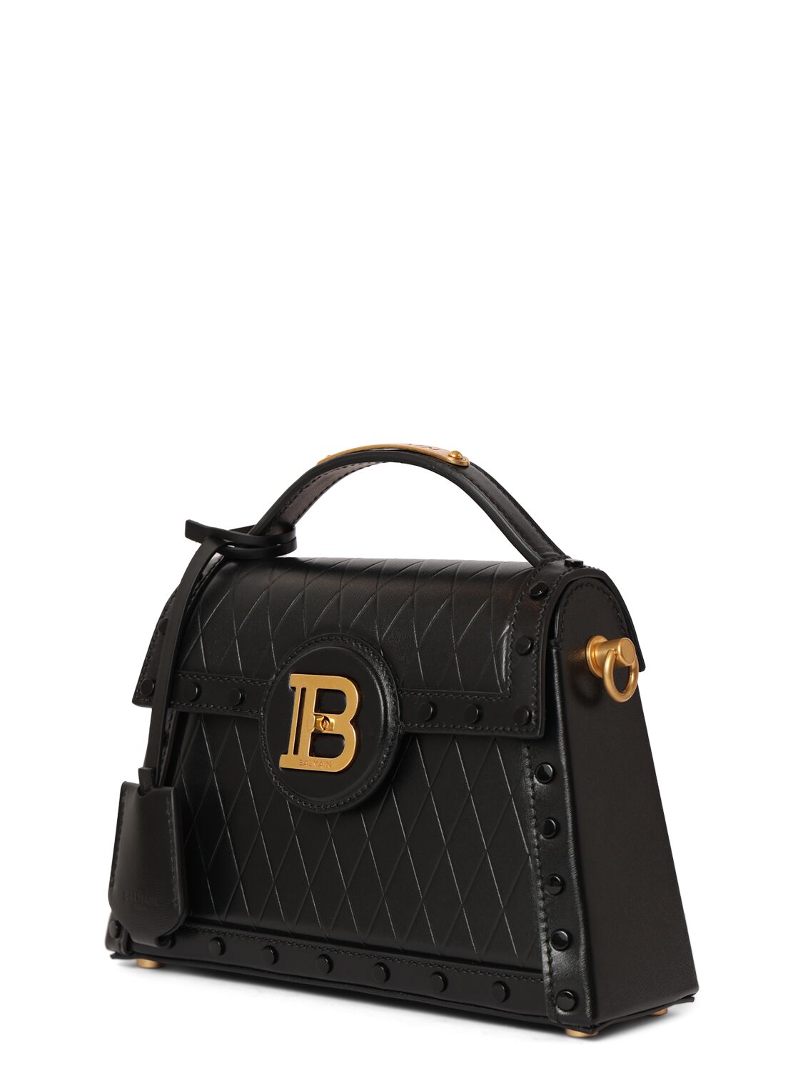 Shop Balmain B-buzz Dynasty Embossed Leather Bag In Noir