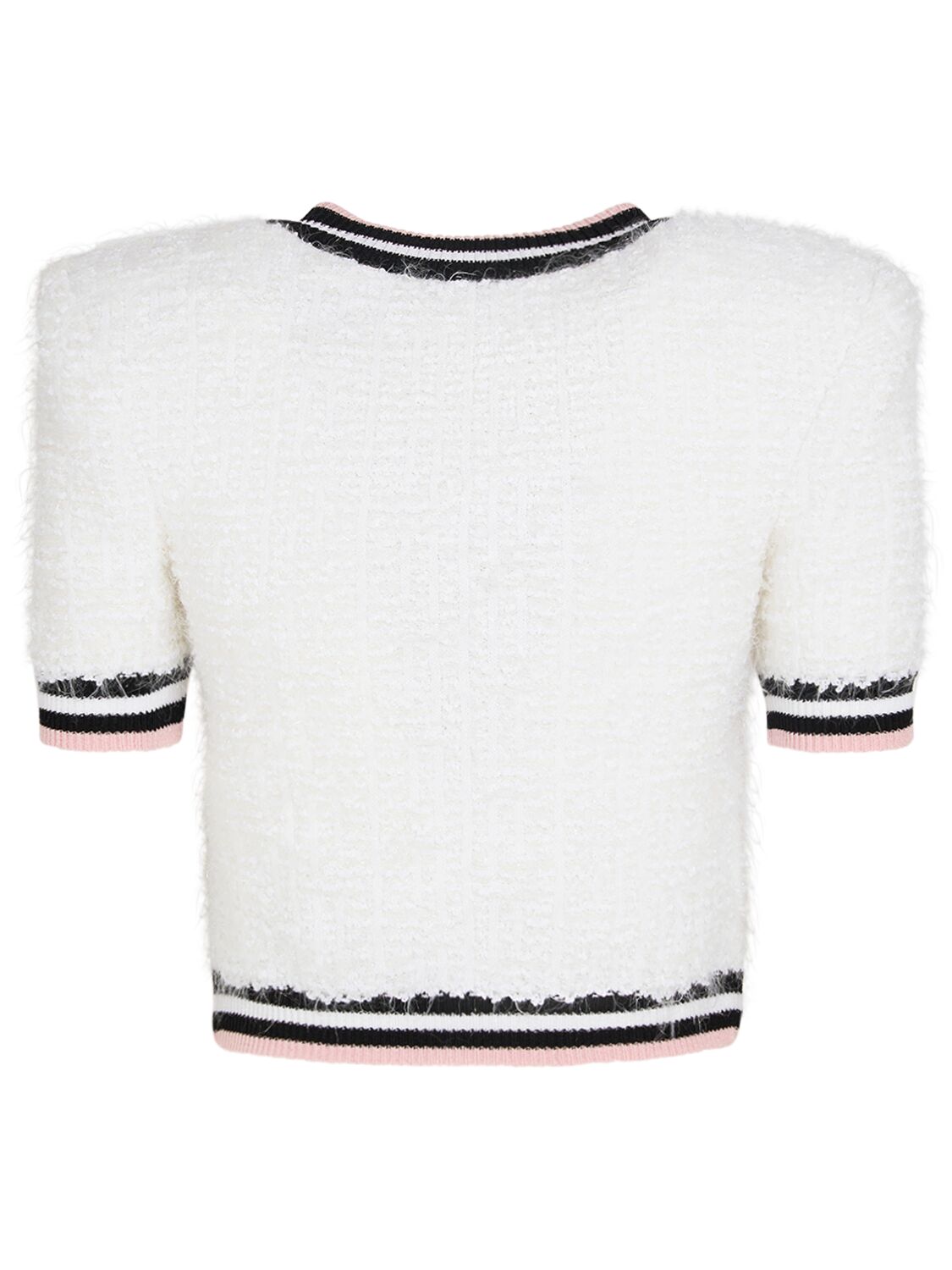 Shop Balmain Maze Monogram Cotton Blend Cardigan In White,black