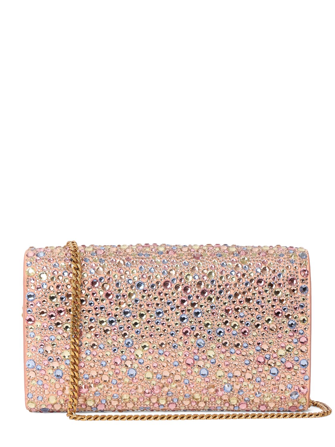 Shop Balmain B-buzz Suede Leather & Crystal Clutch In Blue Pale,rose