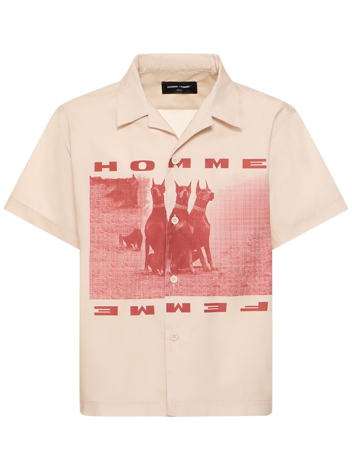 Homme + Femme La Homme+femme Dogs Short Sleeve Shirt In Cream