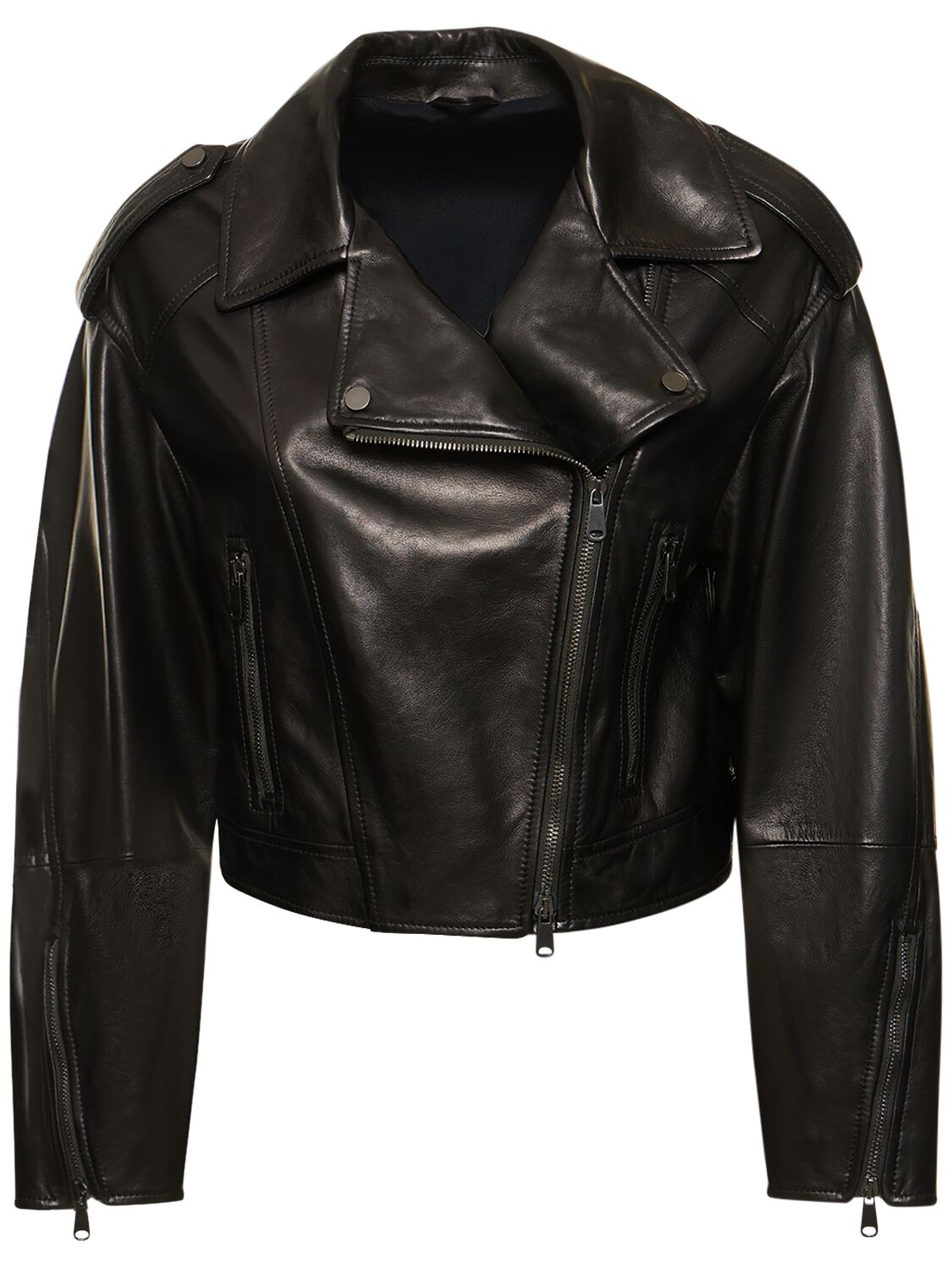 Brunello Cucinelli Leather Biker Jacket In Black