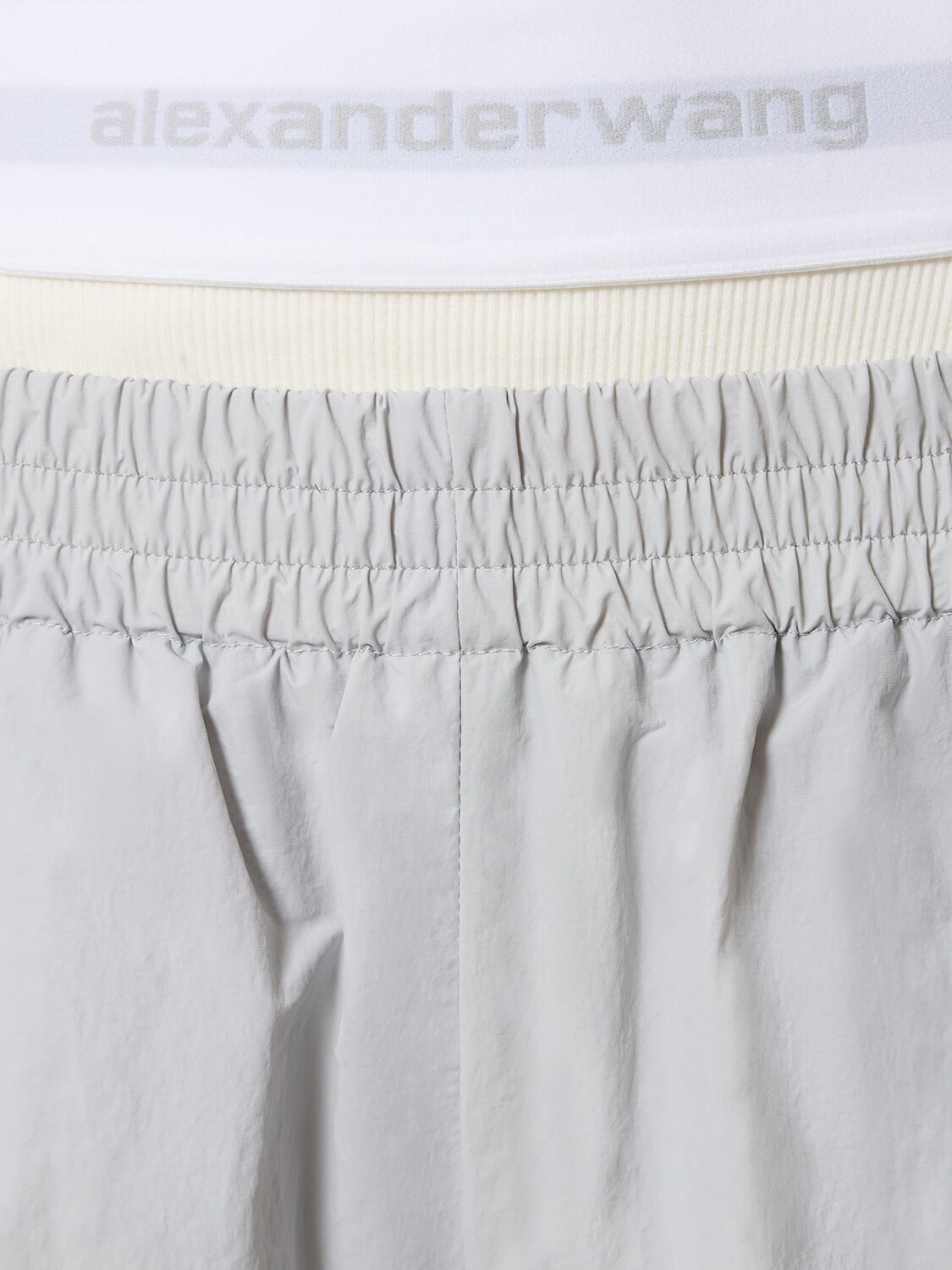 Shop Alexander Wang Nylon Sweatpants W/ Elastic Trim In Grey