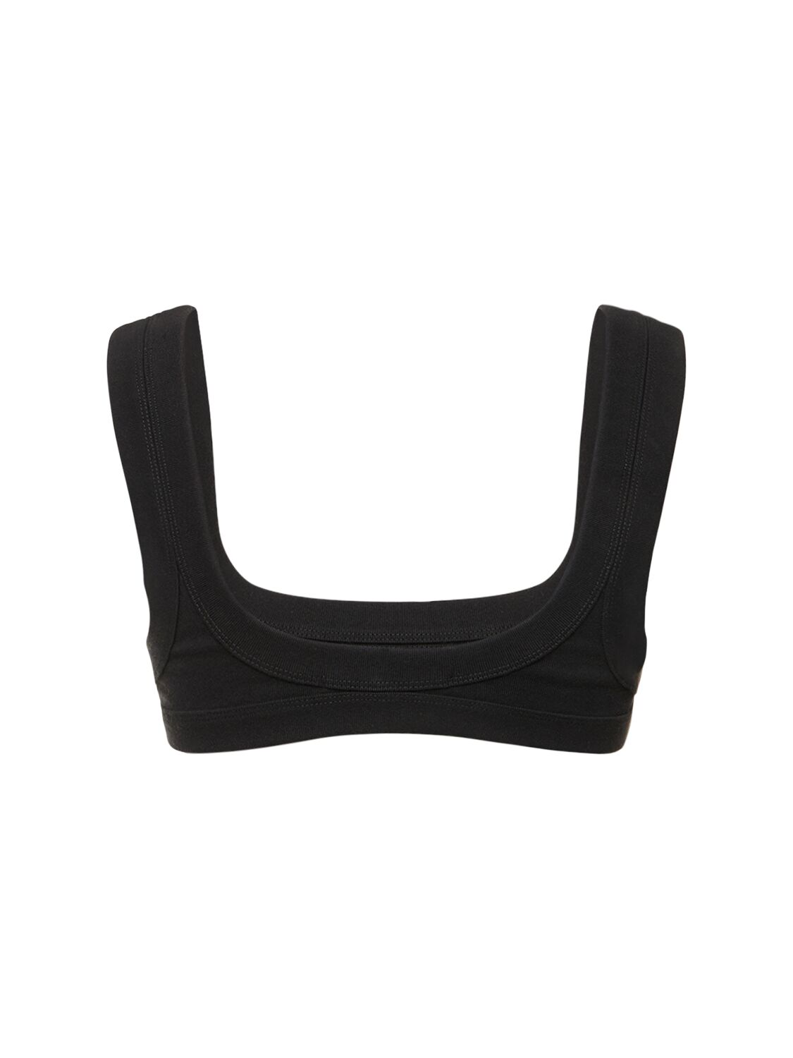 Shop Alexander Wang Pull On Cotton Blend Triangle Bra In Black