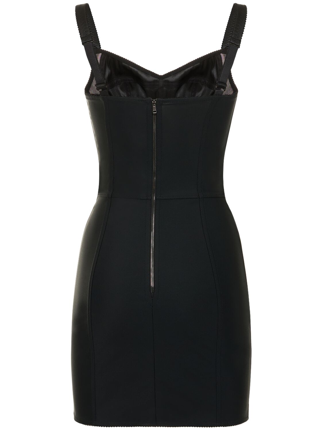 Shop Dolce & Gabbana Satin Corset Mini Dress In Black