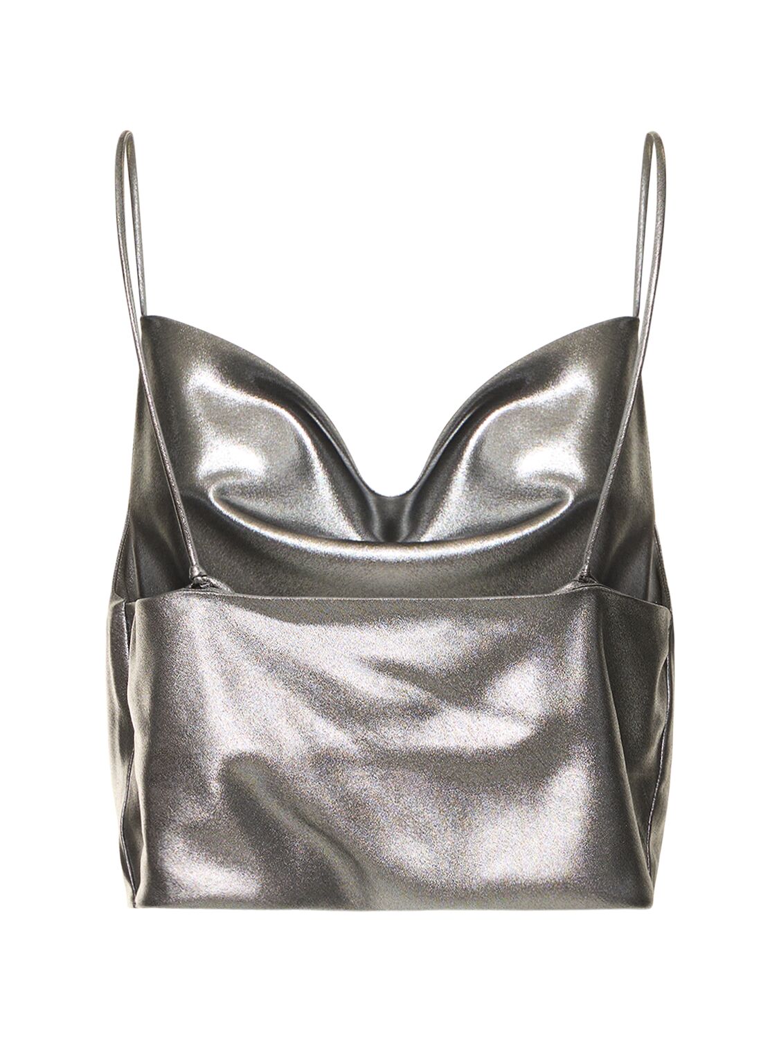 Shop Rotate Birger Christensen Metallic Draped Crop Top In Silver