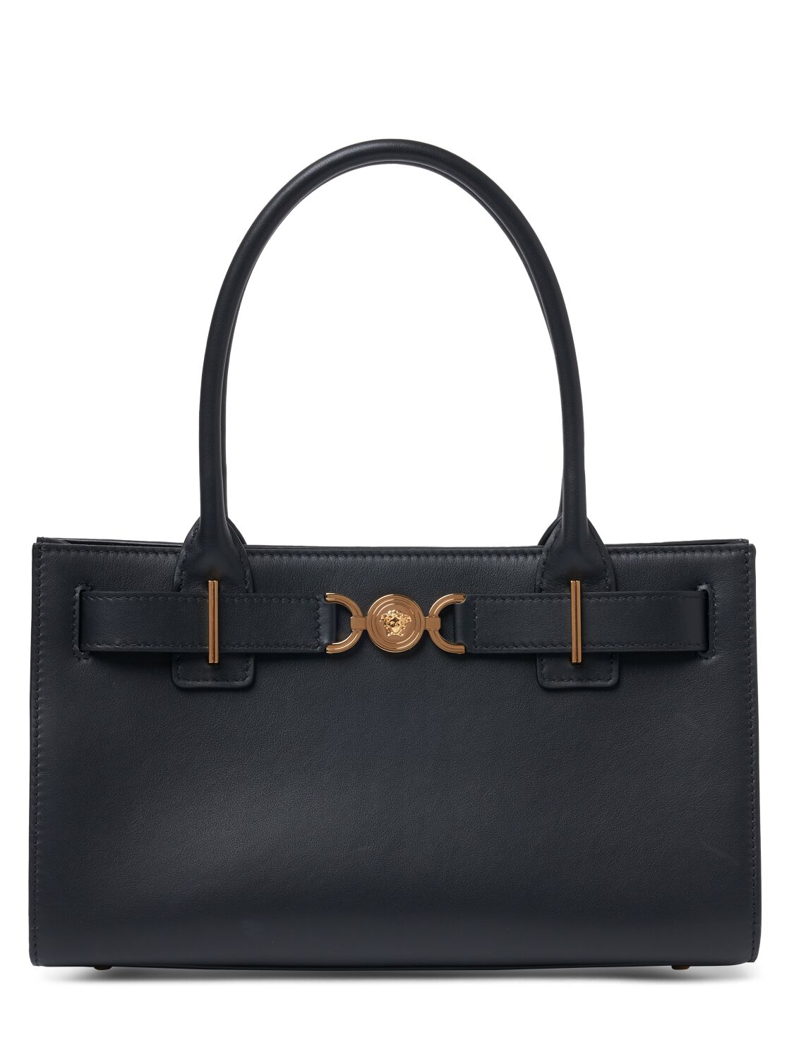 Versace Large Leather Shoulder Bag In Black