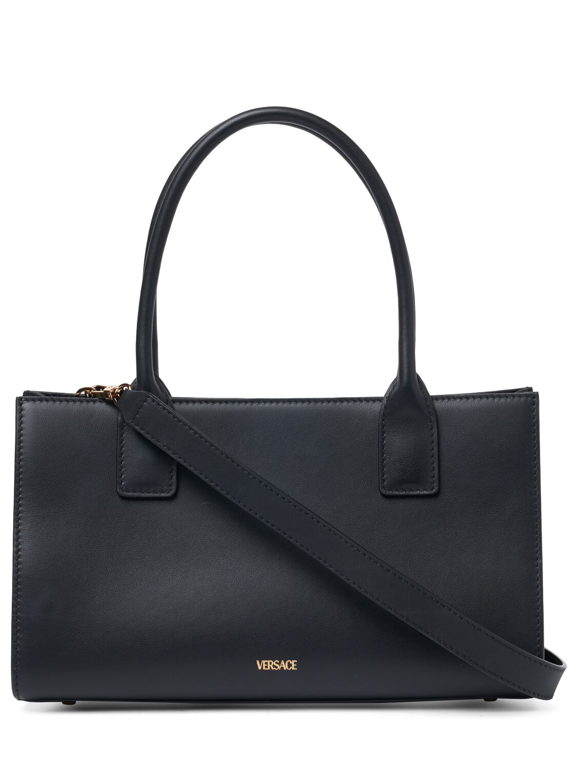 Shop Versace Medium Medusa '95 Leather Bag In Black