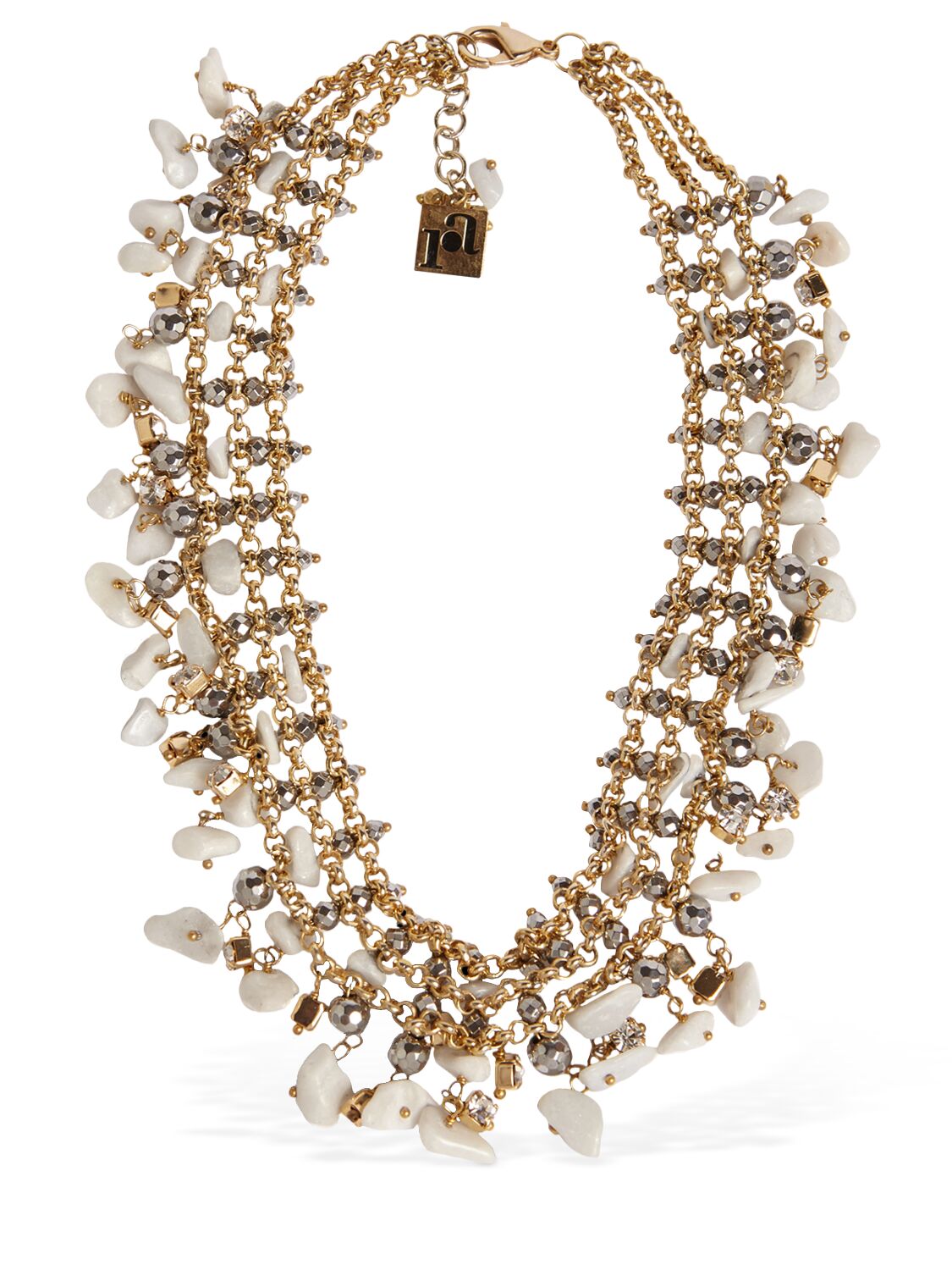 Rosantica Baia Mini Stone Collar Necklace In White,gold