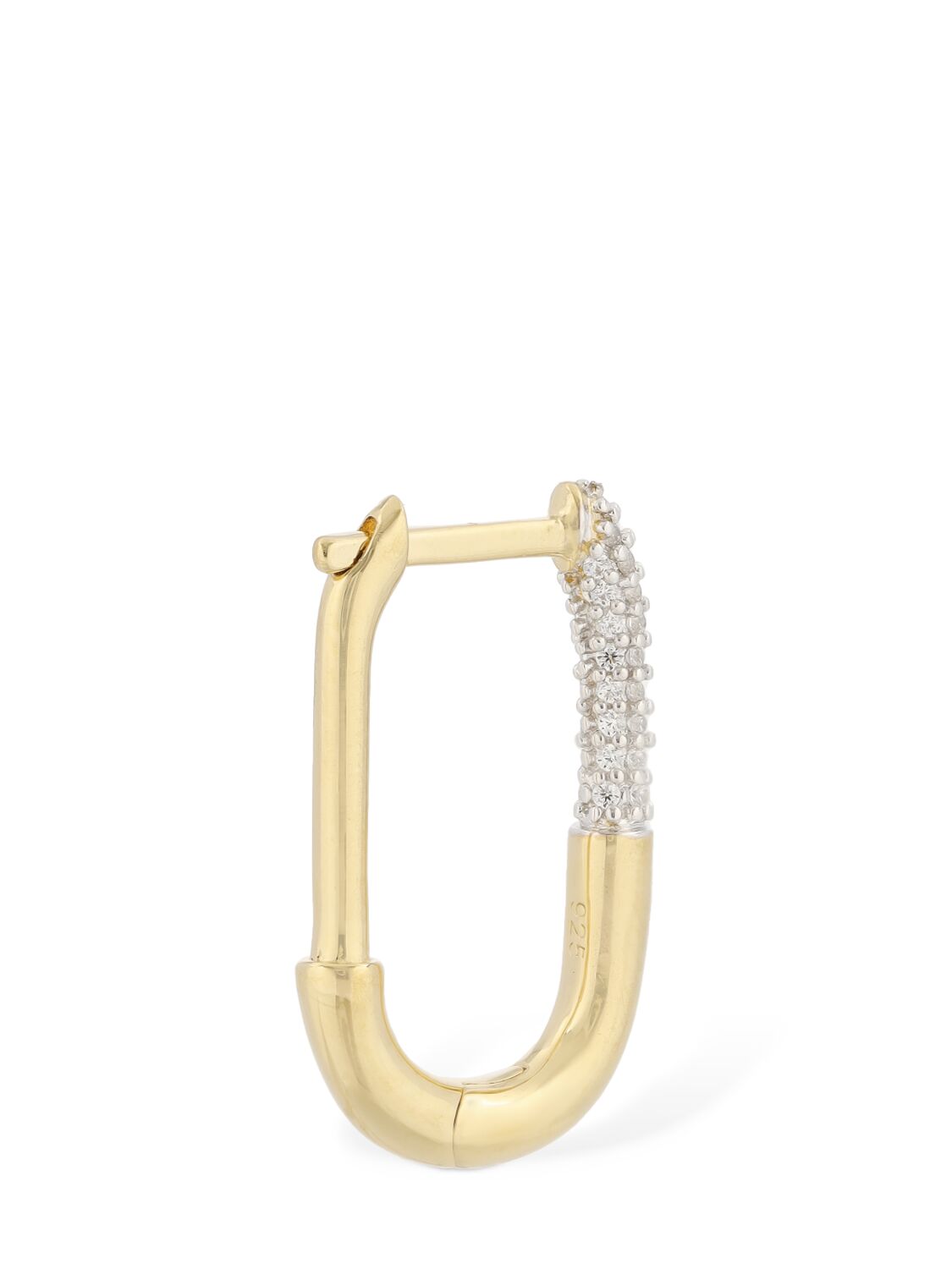 Shop Otiumberg Pave Staple Hoop Mono Earring In Gold,crystal