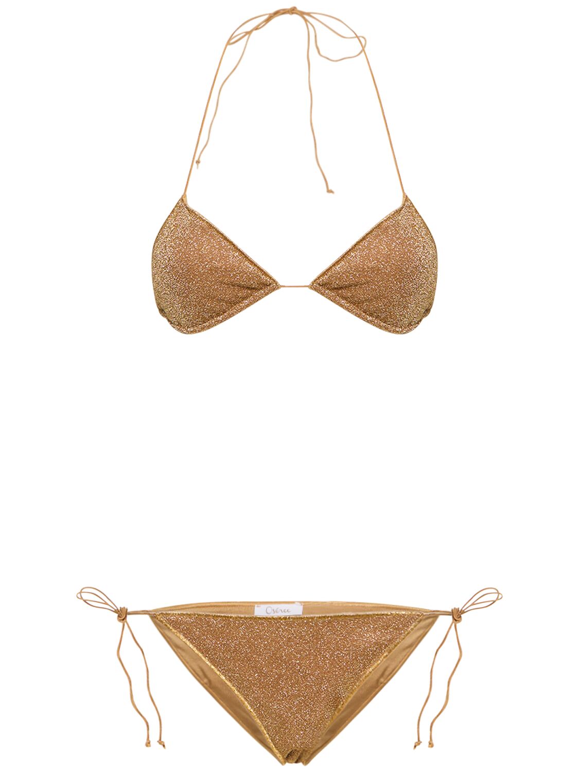 Oséree Swimwear Lumière Maillot Triangle Bikini Set In Gold