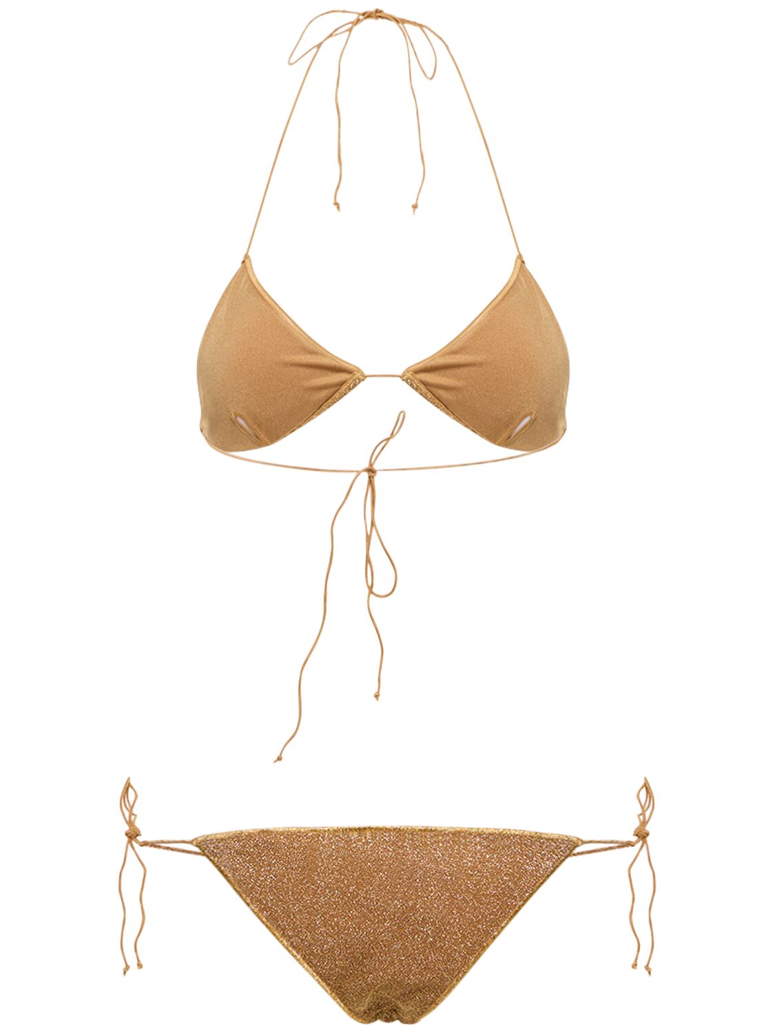 Shop Oséree Swimwear Lumière Maillot Triangle Bikini Set In Gold