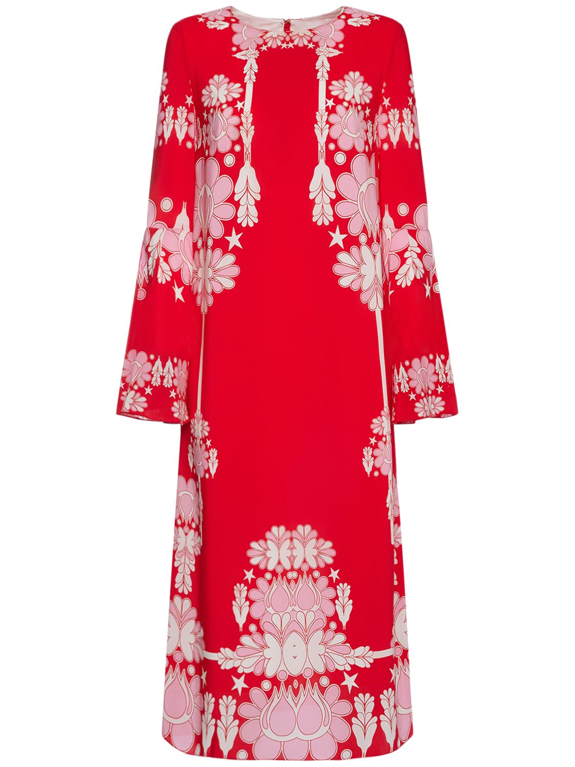 Borgo De Nor Astoria印花绉纱粘胶纤维长款连衣裙 In Red,multi