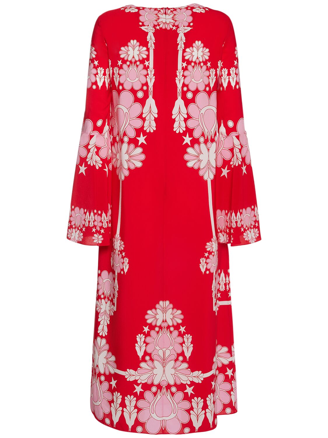 Shop Borgo De Nor Astoria Printed Crepe Viscose Long Dress In Red,multi