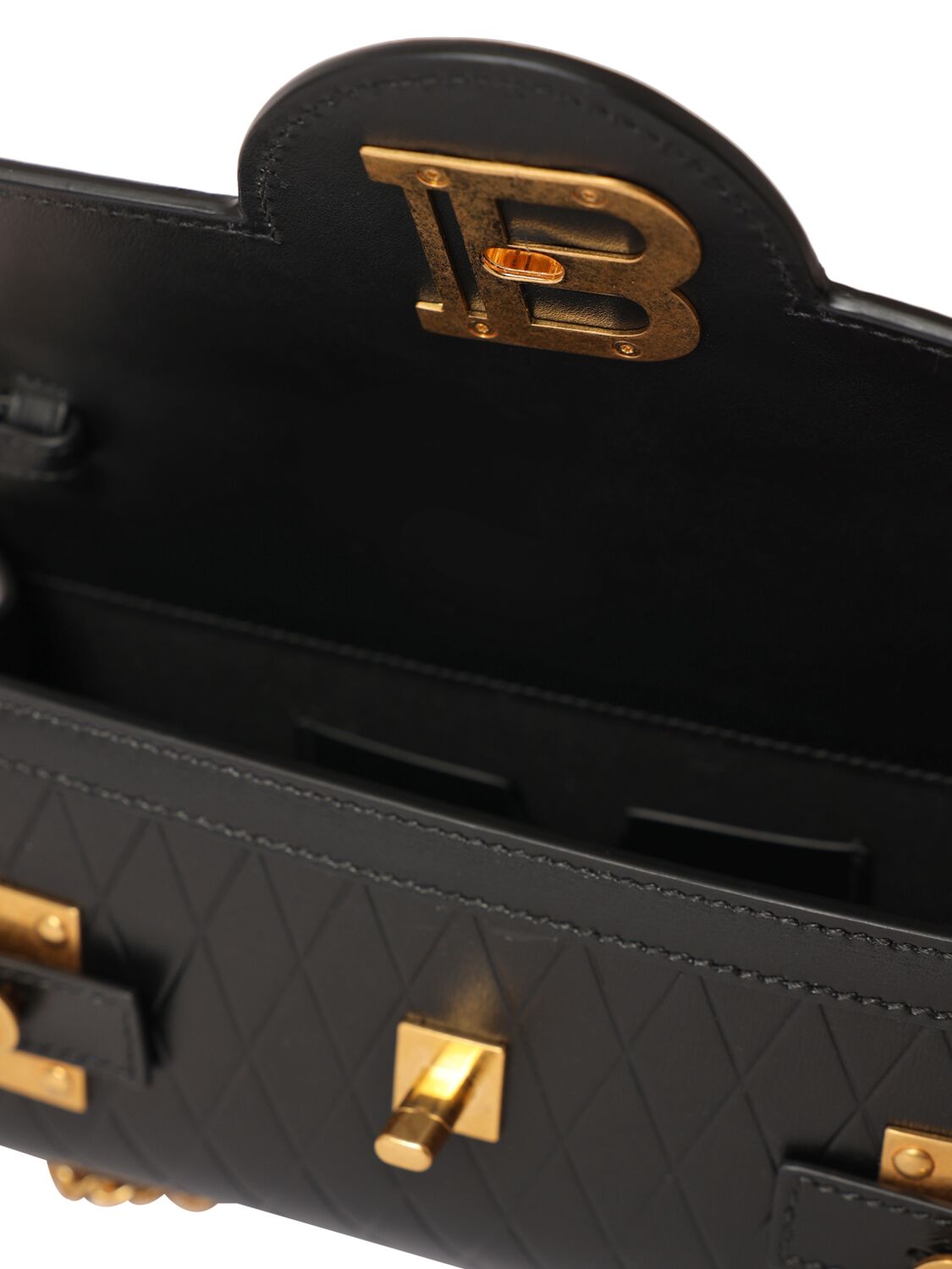 Shop Balmain B-buzz 23 Embossed Leather Clutch In Noir