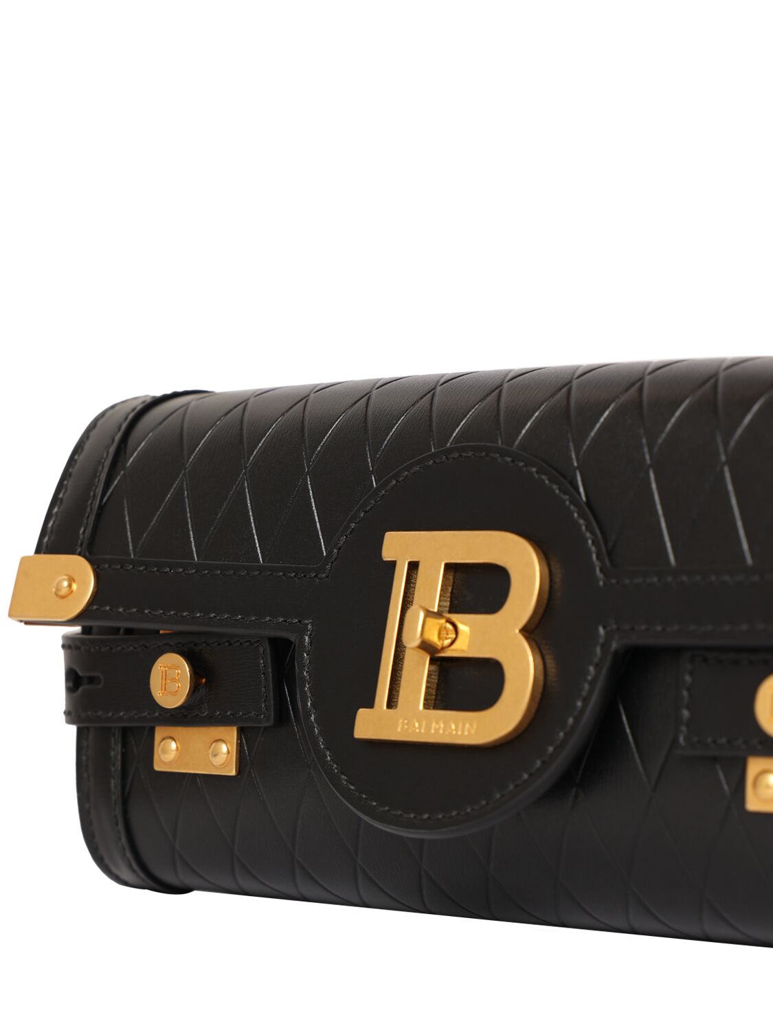 Shop Balmain B-buzz 23 Embossed Leather Clutch In Noir