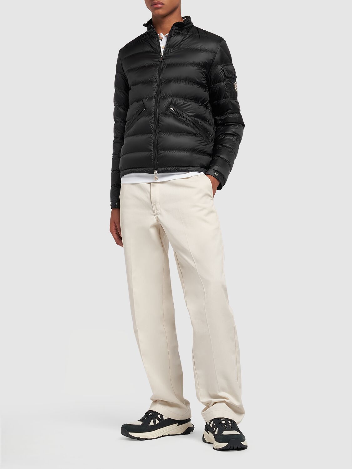 Shop Moncler Agay Short Nylon Down Jacket In Black