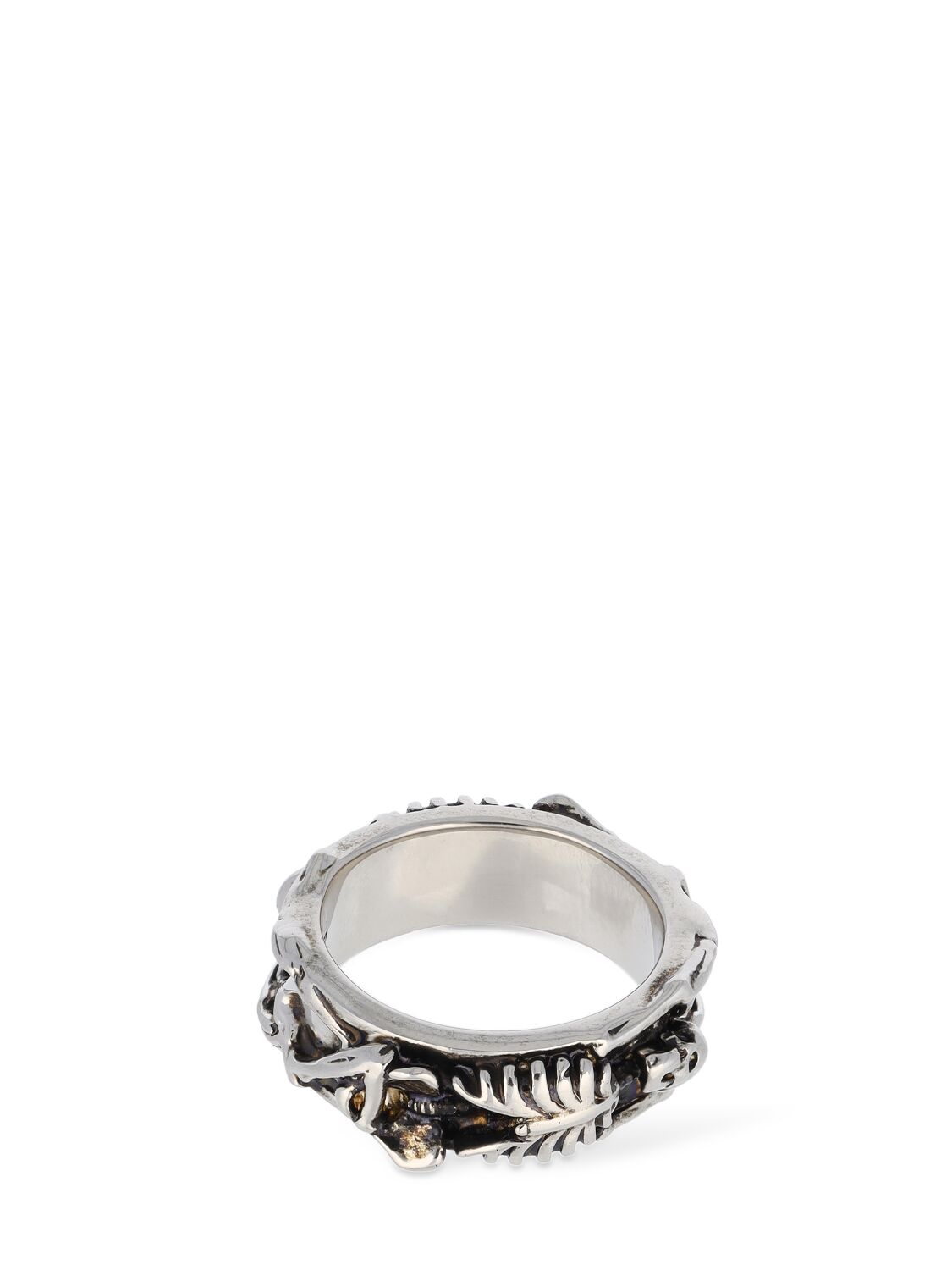 Shop Alexander Mcqueen Dancing Metal Skeleton Ring In Silver