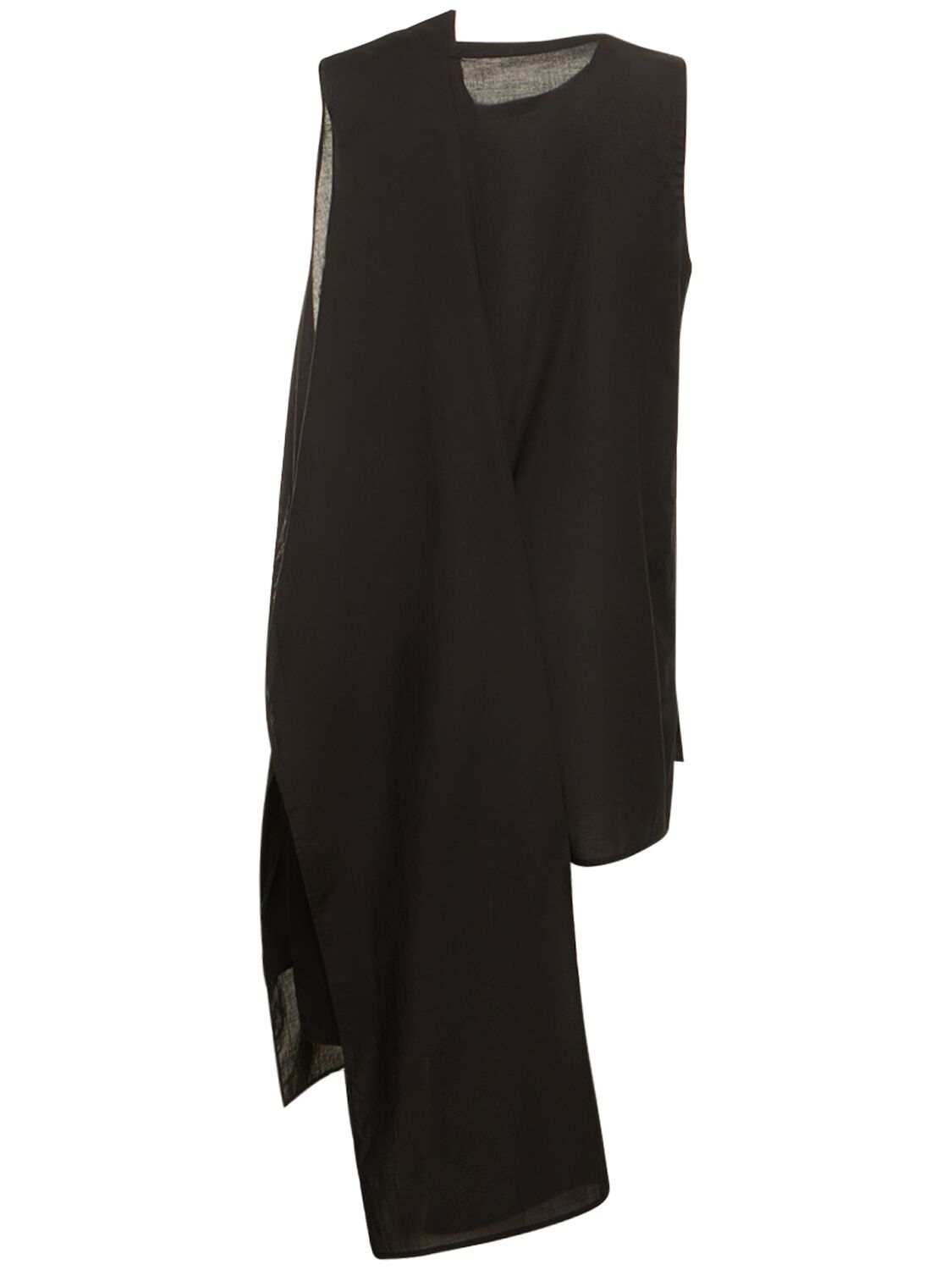 Shop Yohji Yamamoto Sleeveless Asymmetric Draped Cotton Top In Schwarz