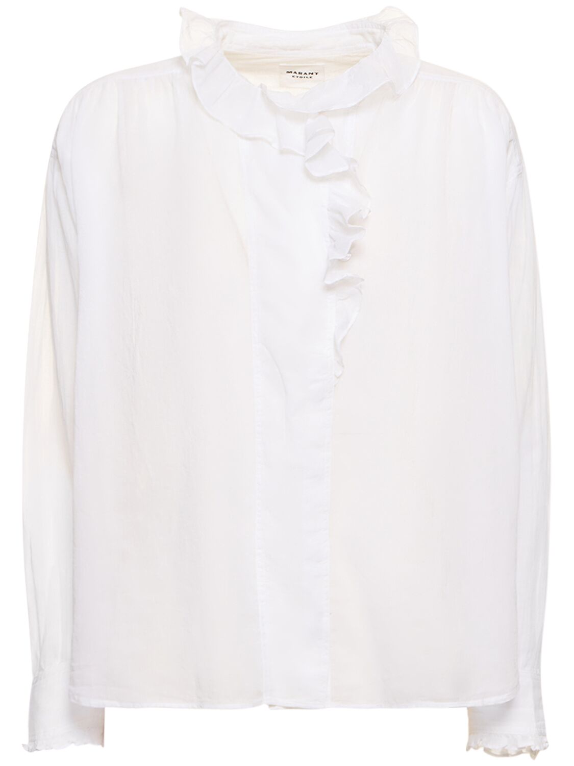 Marant Etoile Pamias Ruffled Cotton Shirt In Weiss