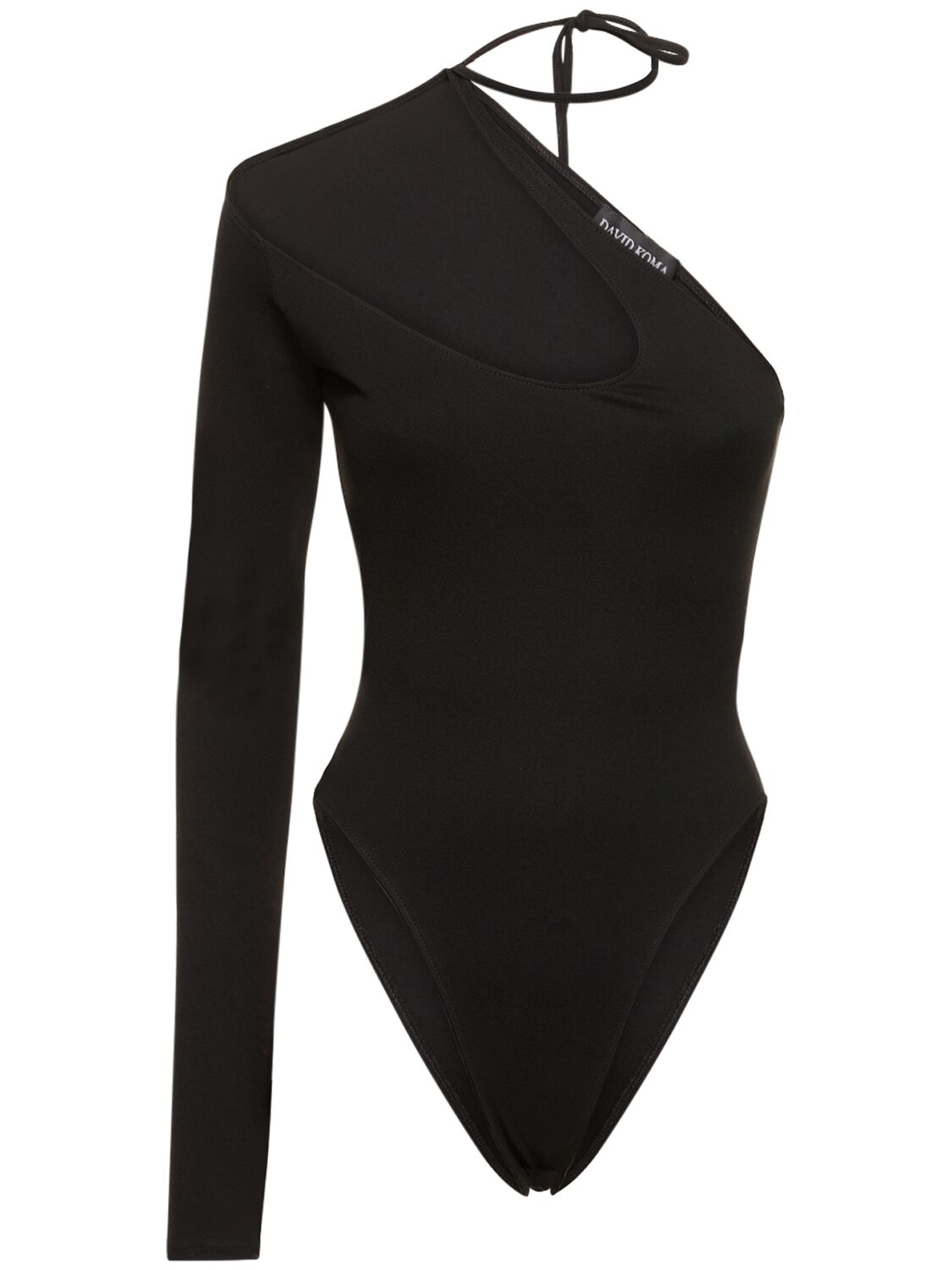 One-sleeve Cutout Jersey Bodysuit