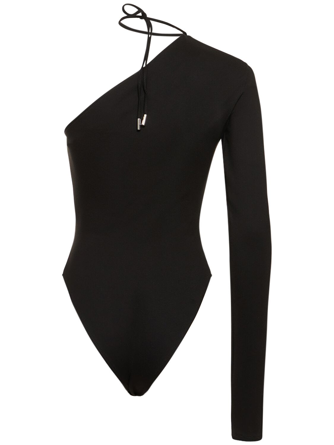 DAVID KOMA ONE-SLEEVE CUTOUT JERSEY BODYSUIT 